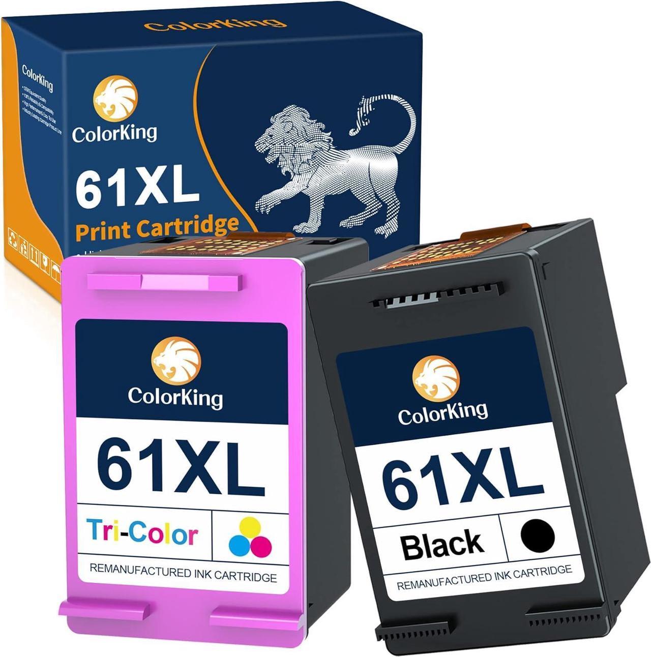 ColorKing Remanufactured Ink Cartridges Replacement  61XL 61 XL to use with Envy 4500 5530 5535 5534 DeskJet 2540 1000 1010 3050 3510 1512 OfficeJet 4630 4635 Printer (1 Black, 1 Tri-Color)