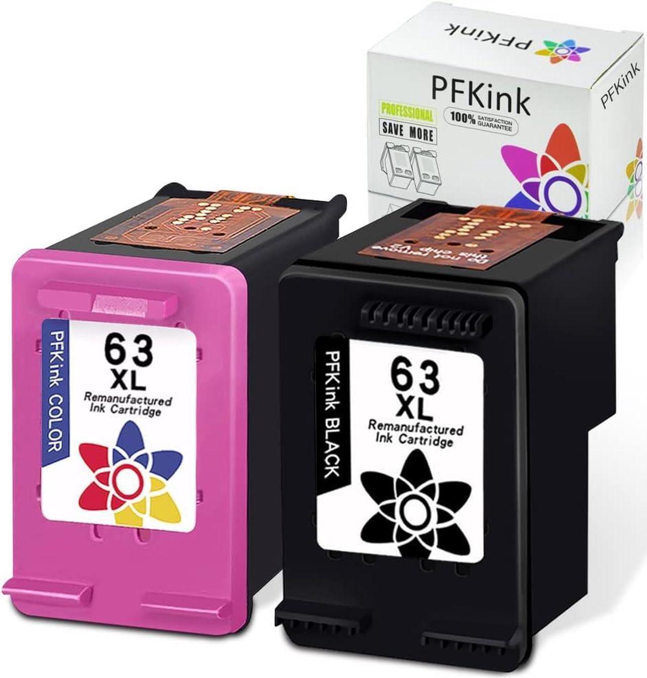 PFKink Remanufactured Ink Cartridge Replacement  63 XL 63XL Envy 4520 4512 4516 Officejet 5252 5255 5258 4650 3830 3833 4655 Deskjet 1112 2132 3630 3632 3634 (1 Black, 1 Color)