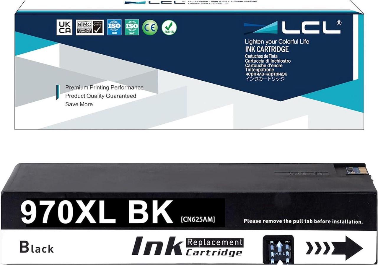 LCL Compatible  970XL 970 XL 971XL 971 XL CN621AM CN625AM High Yield (1-Pack Black) Pigment Ink Cartridge  Officejet Pro X451DN X451DW X476DN X476DW X551DW X576DW X576dn