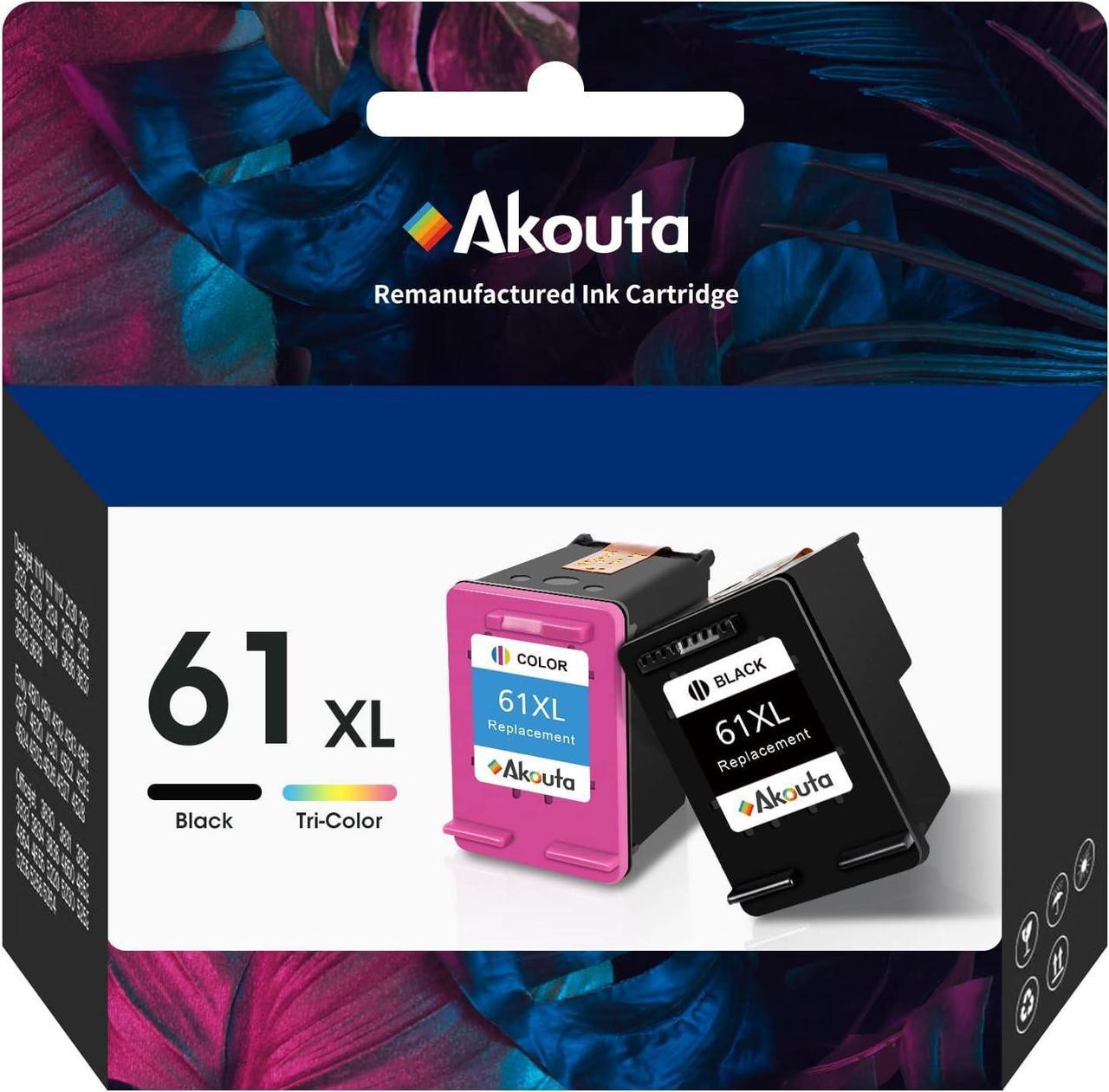 61XL Ink Cartridge Black and Colour Remanufactured Replacement  61 Ink Work with Officejet 4630 4632 4635 2622 Envy 4500 4502 5532 Deskjet 1000 1510 2540 3510 Series (1 Black 1 Color)