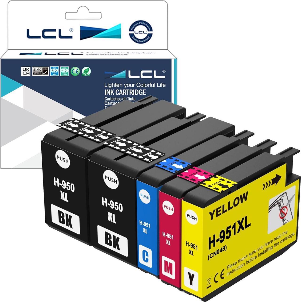 LCL Compatible  950XL 951XL CN049AN CN045AN CN046AN CN047AN CN048AN High Yield (5-Pack 2Black Cyan Magenta Yellow) Pigment Ink Cartridge  OfficeJet Pro 251DW 276DW 271DW 8100 8600 8600PLUS