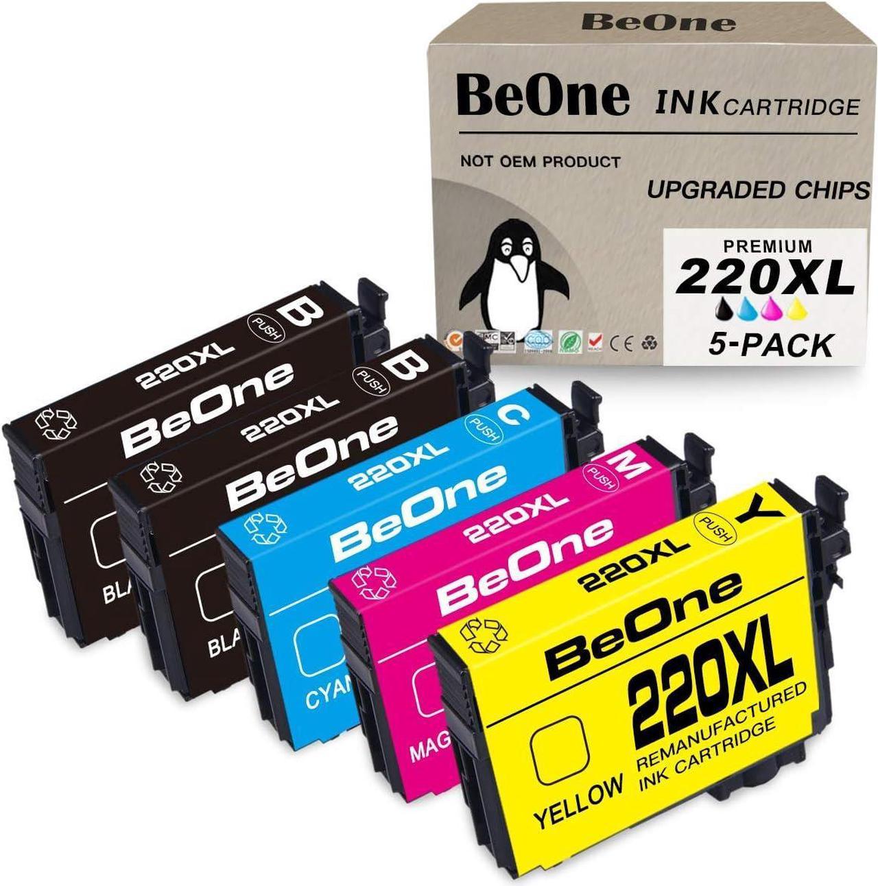 BeOne Remanufactured Ink Cartridges Replacement for Epson 220XL 220 XL T220 T220XL to Use with Workforce WF-2630 WF-2650 WF-2660 WF-2750 WF-2760 Expression XP-320 XP-420 XP-424 Printer (2BK 1C 1M 1Y)