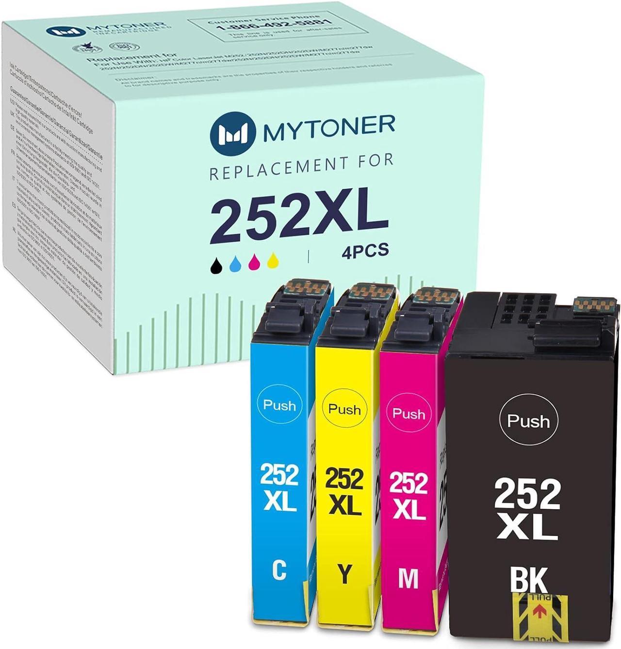 MYTONER Remanufactured Ink Cartridge Replacement for Epson 252XL 252 XL T252 T252XL (Big-Black Cyan Magenta Yellow, 4-Pack)