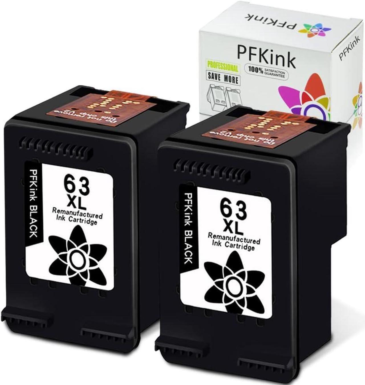 PFKink Remanufactured 63xl Black Ink Cartridge Replacement  63 XL 63XL Ink Combo Pack for Envy 4520 4512 4516 OfficeJet 3830 3833 4650 5255 5258 Deskjet 1112 2130 3630 3632 Printer (2 Black)