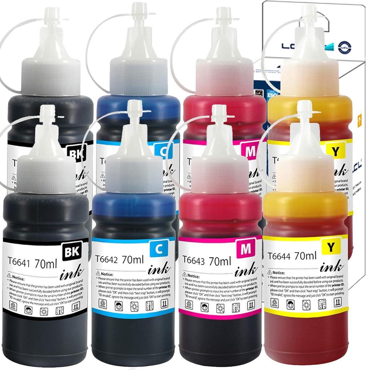 LCL Compatible Ink Bottle for 664 T6641 T6642 T6643 T6644 T664120 T664220 T664320 T664420 (8-Pack 2Black 2Cyan 2Magenta 2Yellow) for Expression ET-2500 ET-2550 ET-2600 ET-2650 ET-16500 ET-4500