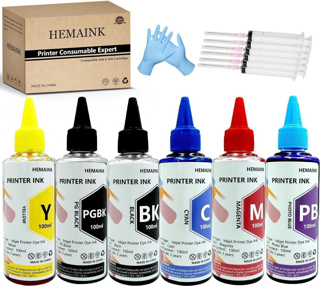 HEMAINK 6 Bottles Ink Compatible for Canon PGI-280 CLI-281 PGI-280XXL CLI-281XXL for PIXMA TS9120 TS8120 TS8220 TS8320 Printer- (PGBK,BK,C,M,Y, Photo Blue) 6 Colors