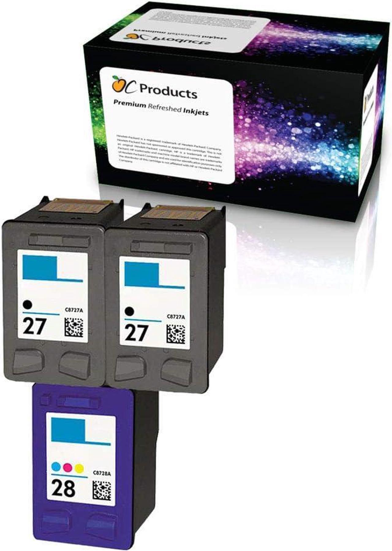 OCProducts Refilled Ink Cartridge Replacement  27 and HP 28  Deskjet 3650 3845 PSC 1310 1315 2200 2171 Officejet 5608 (2 Black 1 Color)