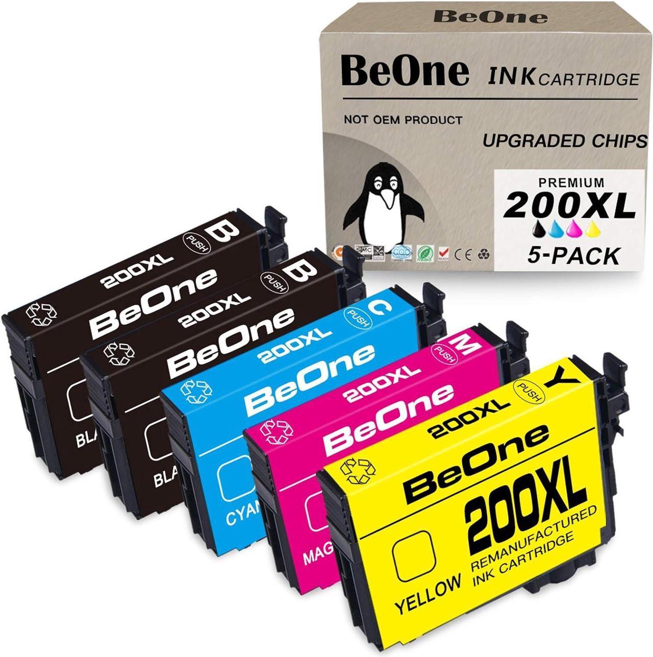 BeOne Remanufactured Ink Cartridge Replacement for Epson 200 XL 200XL T200XL for Expression Home XP-200 XP-300 XP-310 XP-400 XP-410 Workforce WF-2520 WF-2530 (2 Black, Cyan, Magenta, Yellow; 5PK)