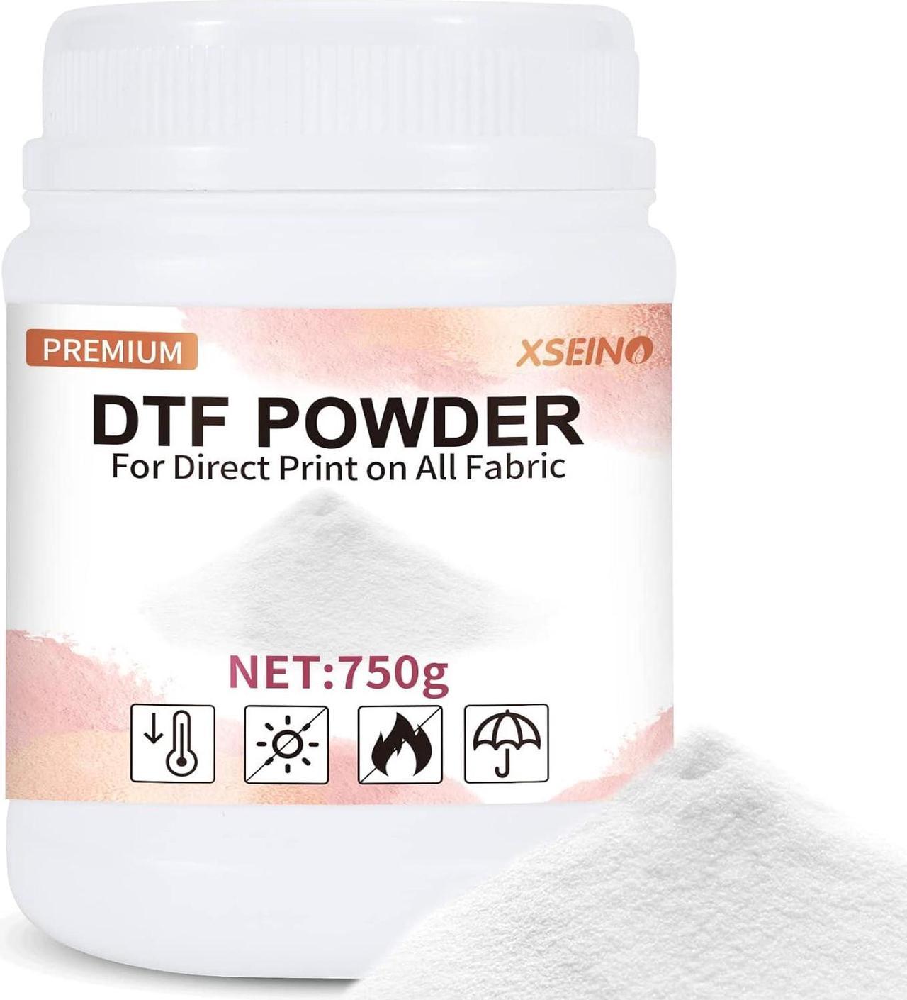 XSEINO DTF Powder(26.46OZ/750g) White Digital Transfer Hot Melt Adhesive, DTF Transfer Powder for Sublimation, DTF Hot Melt Adhesive Powder for All DTF and DTG Printers on All Fabric