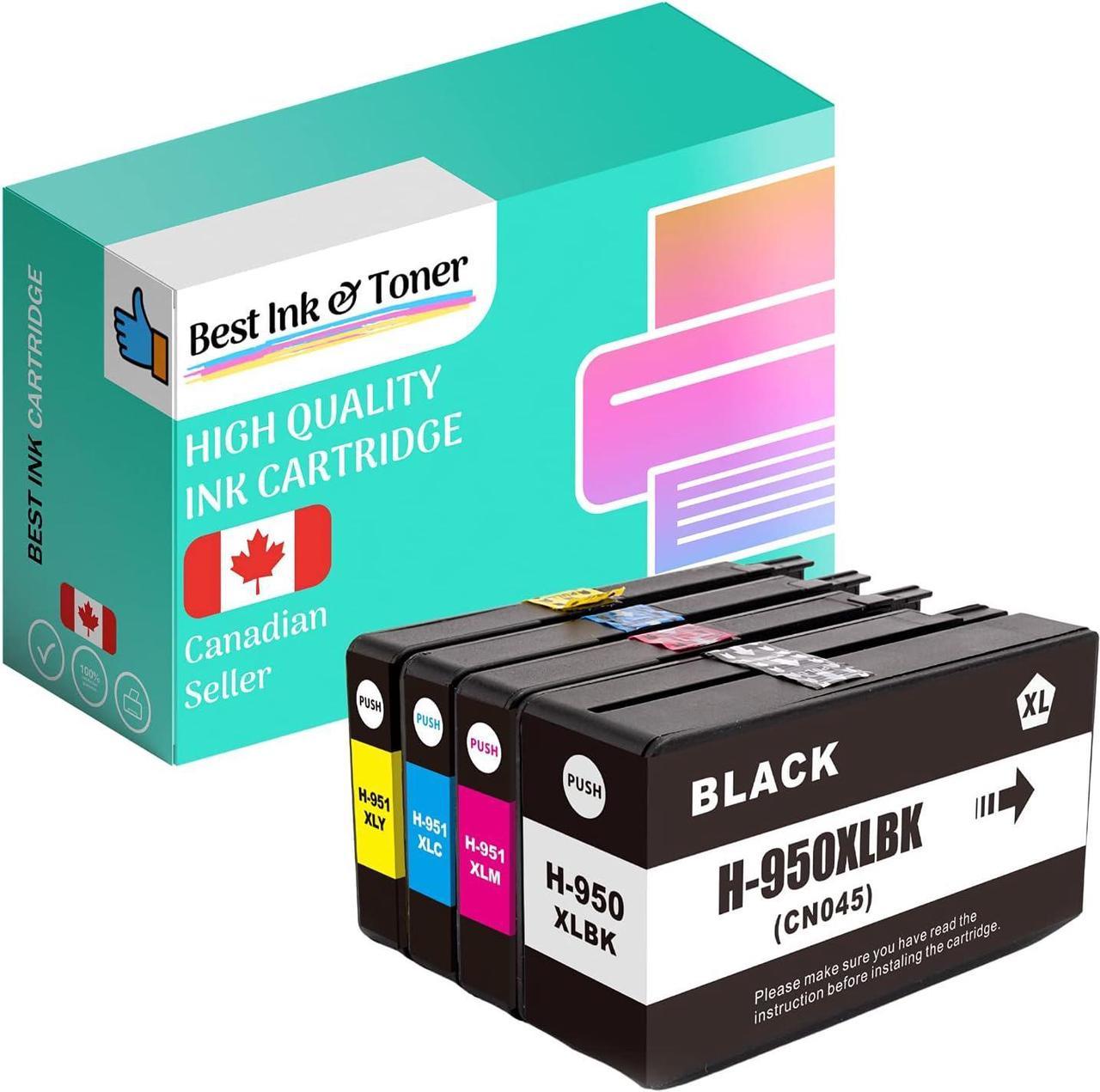 Best Ink Remanufactured Replacement  950XL-951XL Ink Cartridges, Combo Pack (Black,Cyan,Magenta,Yellow) with New CHIP for Officejet Pro 8100 8600 8610 8620 Printers