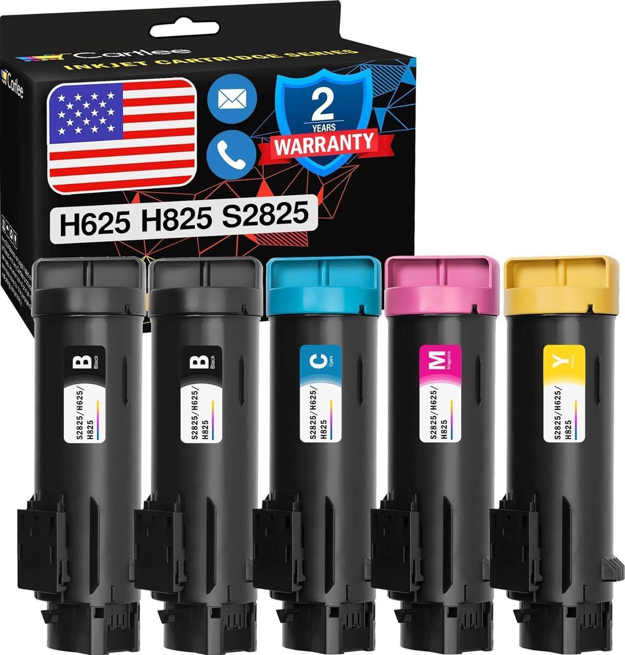 Cartlee 5 Set Compatible High Yield Laser Toner Cartridges Replacement for Dell H625cdw H825cdw S2825cdn H625 H825 s2825 Smart Color Multifunction Printers Ink (2 Black, 1 Cyan, 1 Magenta, 1 Yellow)