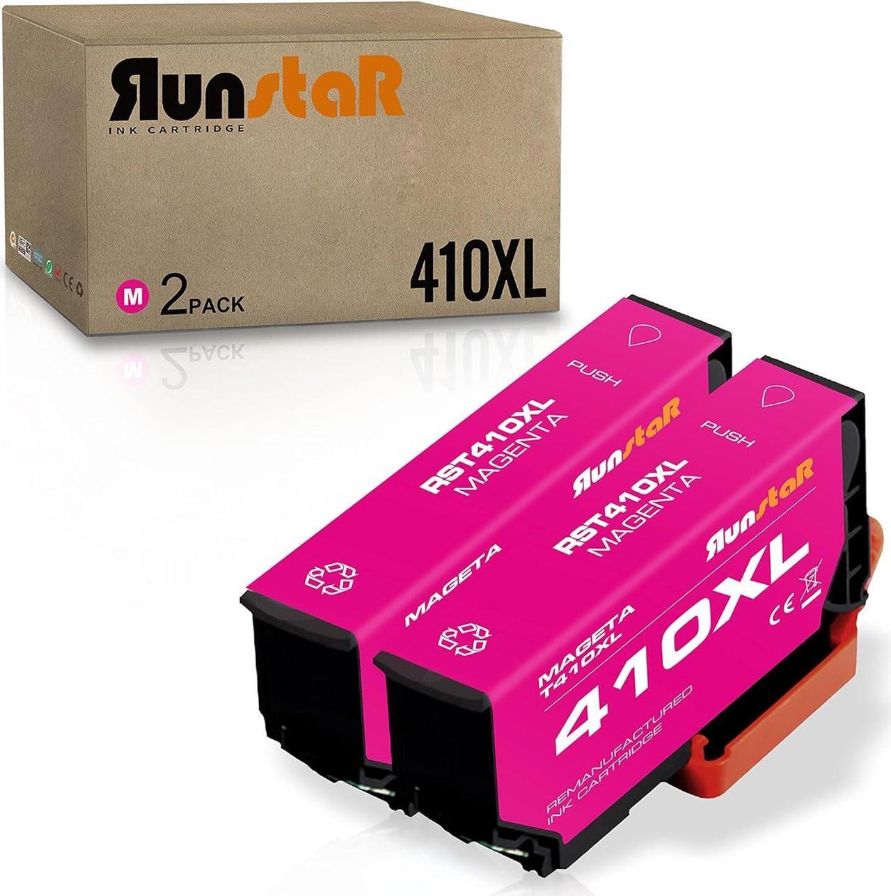 RunStar 2 Pack 410XL Magenta Remanufactured Ink Cartridge Replacement for Epson 410XL T410XL use for Epson Expression XP-530 XP-630 XP-635 XP-640 XP-830 XP-7100 Printer (2 Magenta)