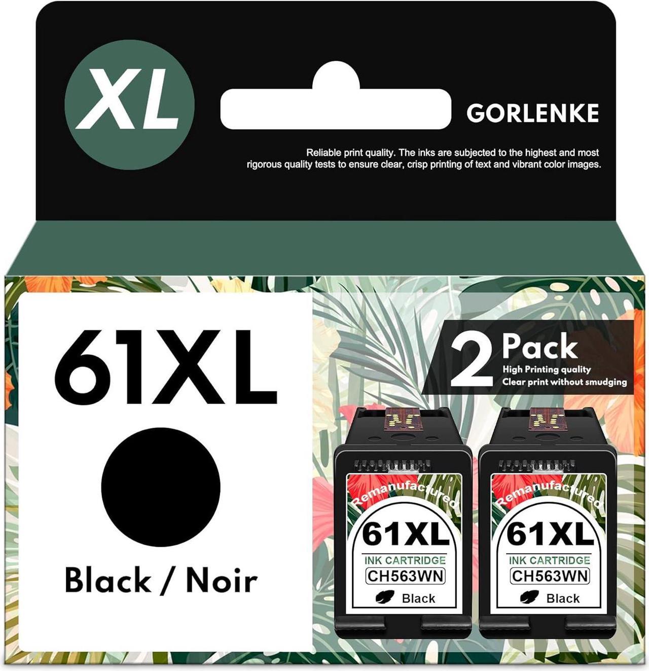 61XL 61 XL Black Ink Cartridge High Yield Remanufactured Replacement  61 XL Envy 4500 5530 4502 Deskjet 1512 2510 2540 2542 2545 3000 3050 3510 Officejet 4630 Printer Ink (2 Pack)