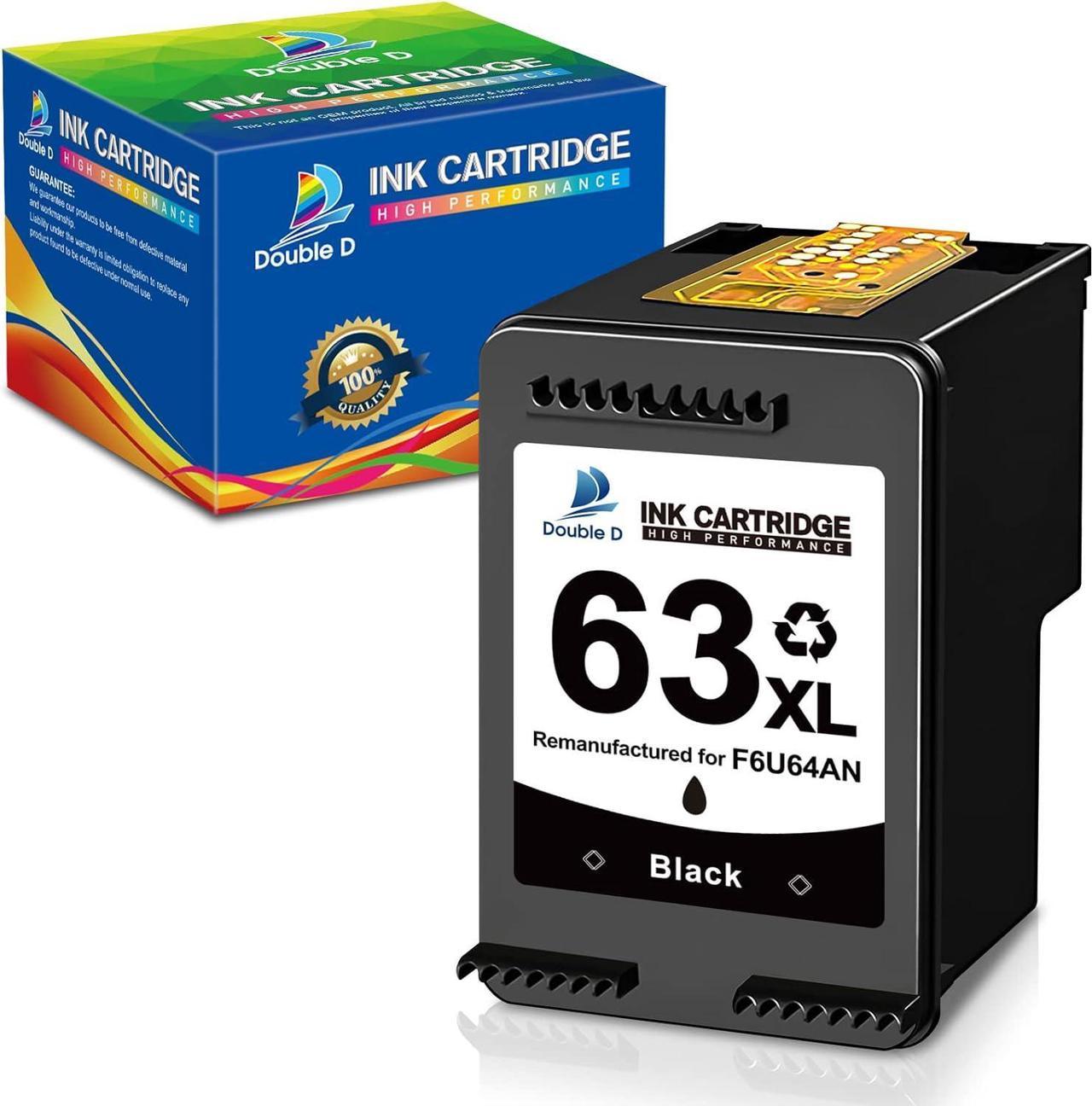 DOUBLE D 63XL Black Ink Cartridge Remanufactured Replacement  63 XL 63XL for Envy 4520 4512 OfficeJet 3830 4650 5255 5258 4650 Deskjet 1112 1110 3634 3639 3632 Printer (1 Black)