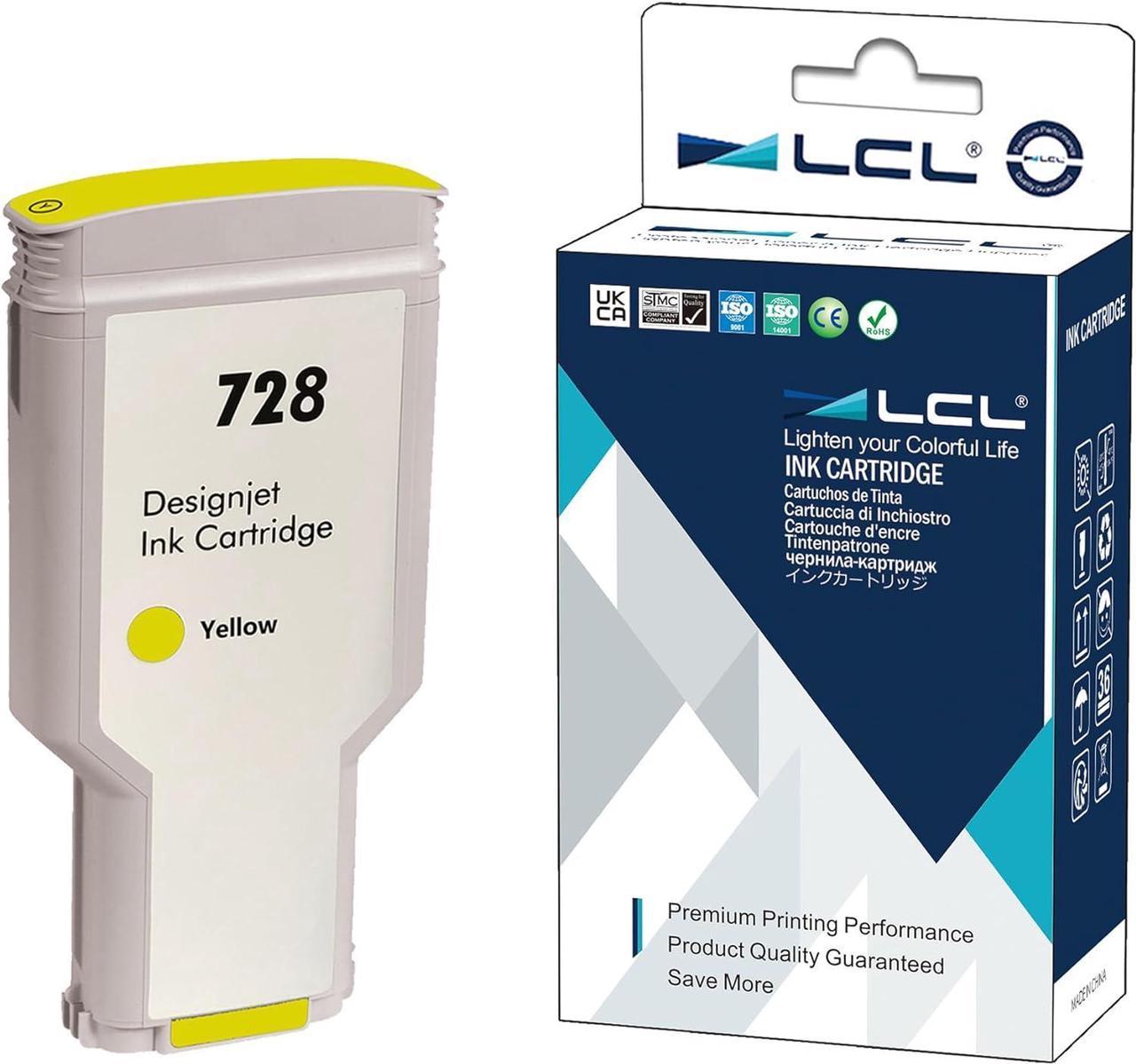 LCL Compatible  728 F9J65A 130ML High Yield (1-Pack Yellow) Ink Cartridge  DesignJet T730 36-in Printer HP DesignJet T830 24-in MFP HP DesignJet T830 36-in MFP