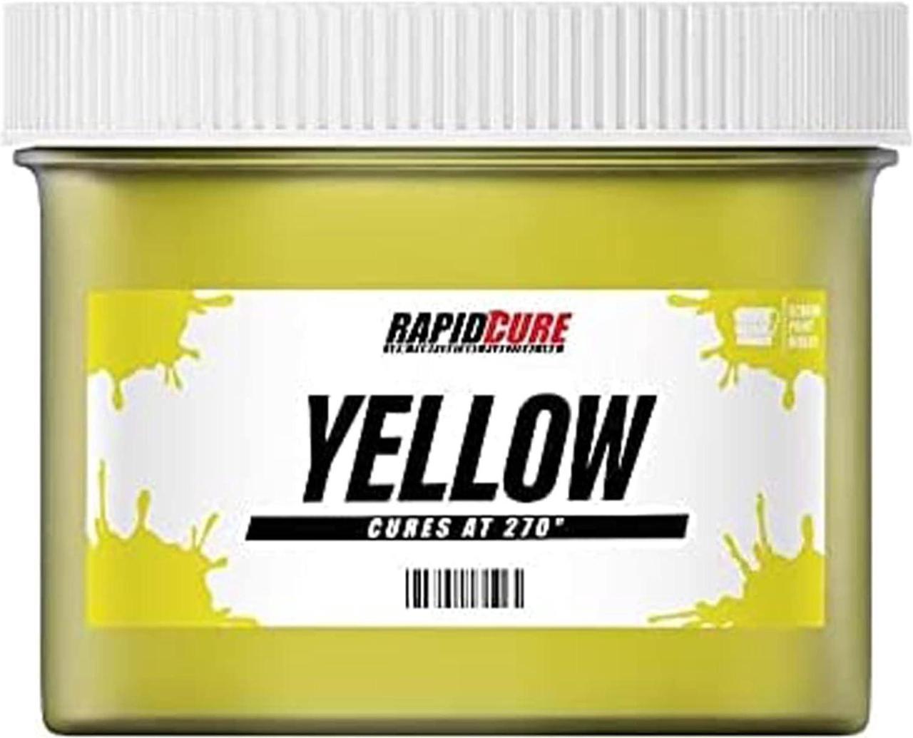 Rapid Cure Screen Printing Ink Yellow (8oz.) Plastisol Ink for Screen Printing Fabric - Low Temperature Curing Plastisol by Screen Print Direct - Fast Cure Ink for Silk Screens and Mesh