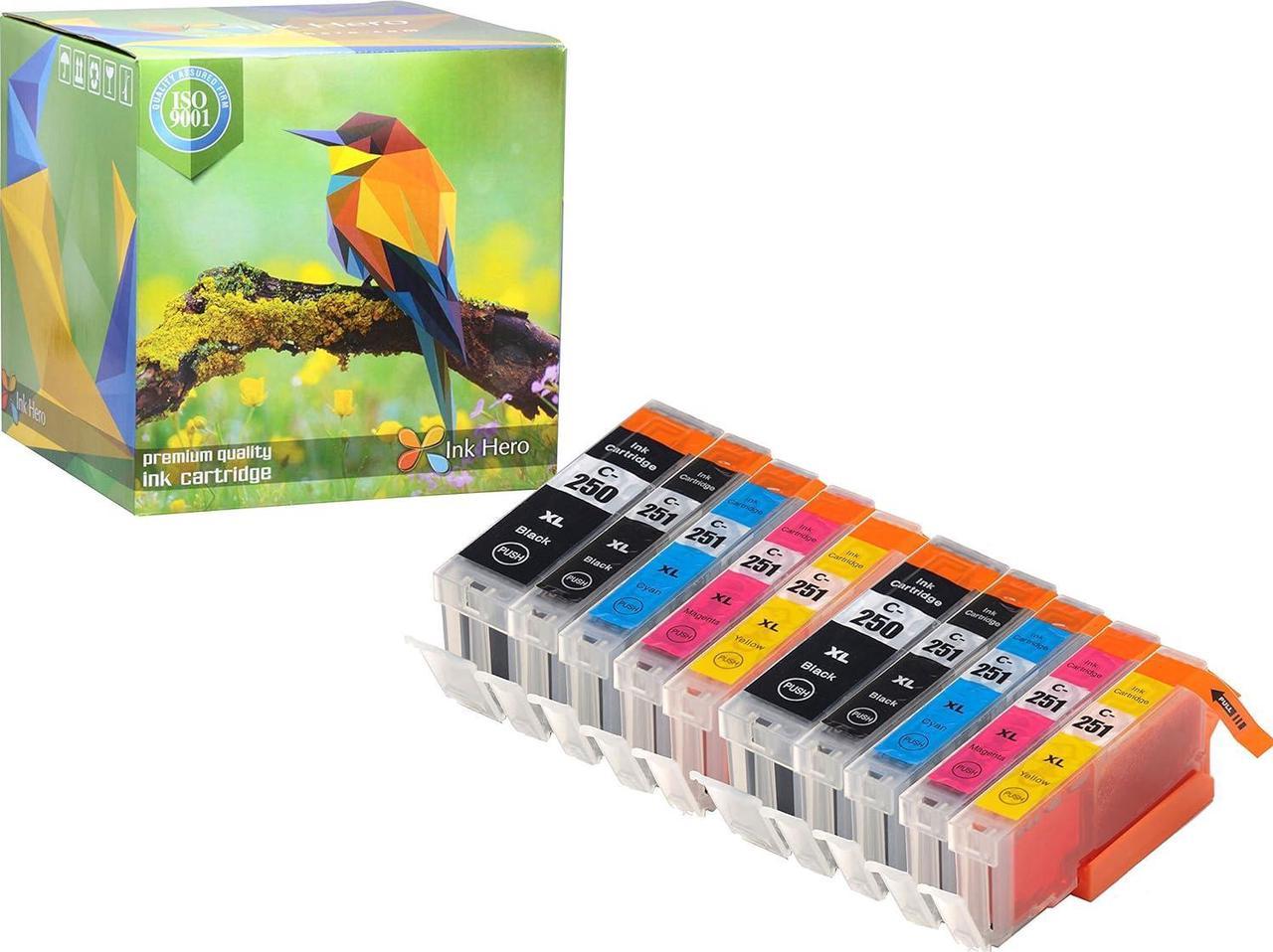 Ink Hero 10 Pack (2 of Each Color) Ink Cartridges for CLI-251 PGI-250 PIXMA iP7220 iX6820 MG5420 MG5422 MG5520 MG5522 MG5620 MG6420 MG6620 MX722 MX922 Printer Inks for Inkjet Printers