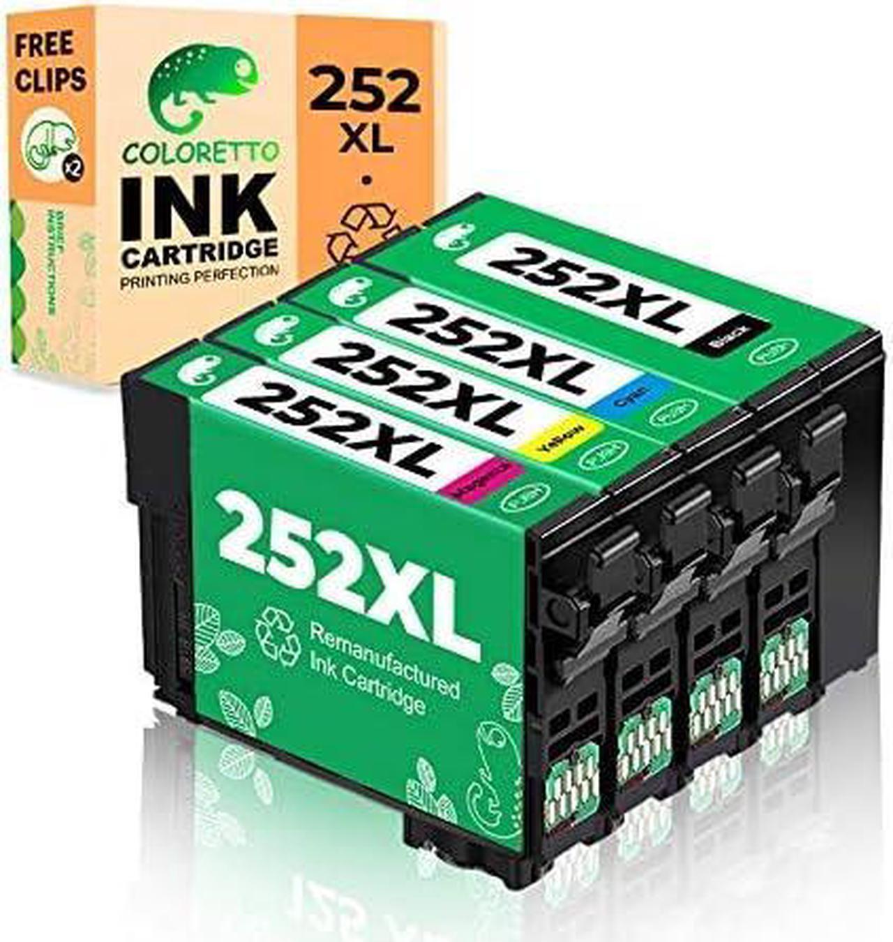 Coloretto Remanufactured Ink Cartridge Replacement for Epson 252 T252XL use for Workforce WF-3620 WF-3630 WF-3640 WF-7110 WF-7210 WF-7610 WF-7620 Printer (1Black 1Cyan 1 Magenta 1Yellow) 4 Pack