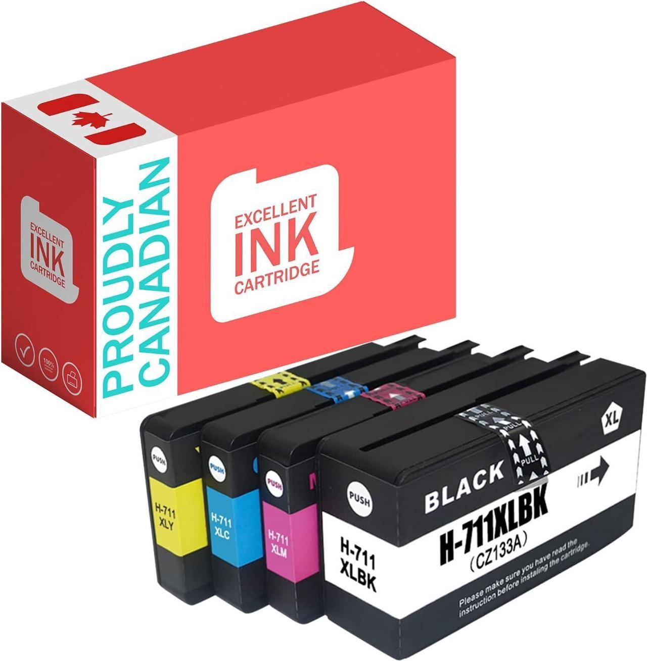 InkHouse Remanufactured Ink Cartridge Replacement  711 711XL High Yield with New Chip (Combo Pack,BK,C,M,Y) for use in DesignJet T100 T120 T125 T130 T520 T525 T530