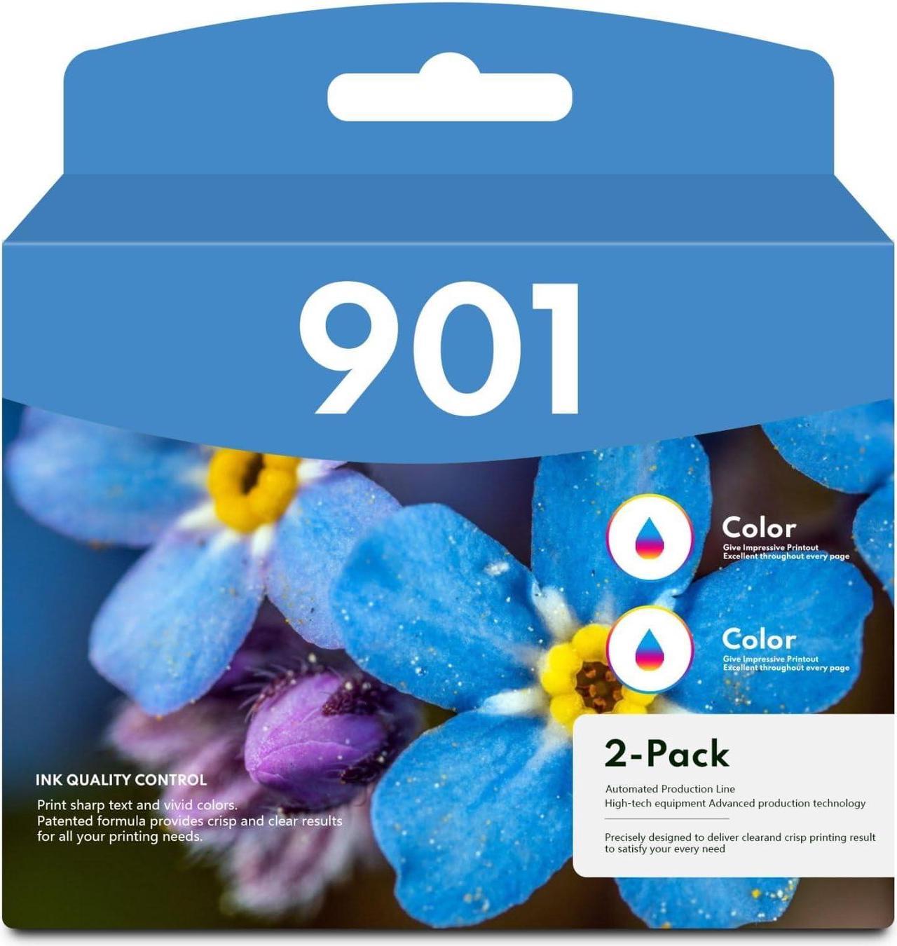 901 Ink Cartridge Tri-Color [with Advanced Chip] High Yield Replacement for 901XL Officejet 4500 J4540 J4550 J4580 J4680 Printer Ink 2PK CC656AN