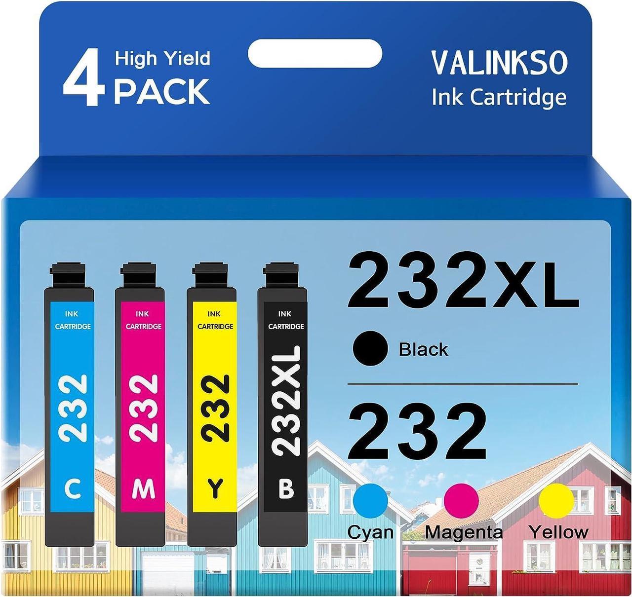 232 XL Ink Cartridges Remanufactured Replacement for Epson 232XL Ink Cartridge Combo Pack Compatible for Epson XP-4200 XP-4205 WF-2930 WF-2950 Printer (1 Black, 1 Cyan, 1 Magenta, 1 Yellow, 4 Pack)