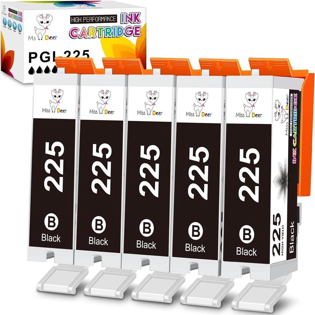 Miss Deer Compatible 225 PGBK Black Ink Cartridges Replacement for Canon PGI225 PGI-225PGBK Work with PIXMA iP4820 iP4920 iX6520 MG6120 MG8120 MG8220 MX882 MX892 MG8120B MG5220 Printer (5 Large Black)