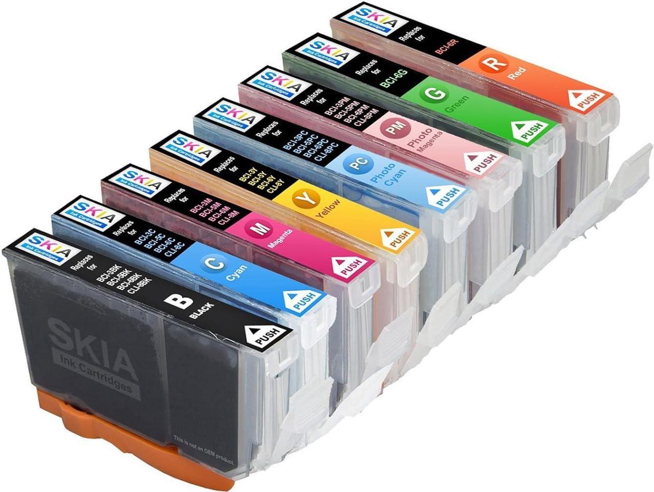 Skia 8 Pack BCI6 Replacement Ink Cartridges for Canon PIXMA iP8500 i9900