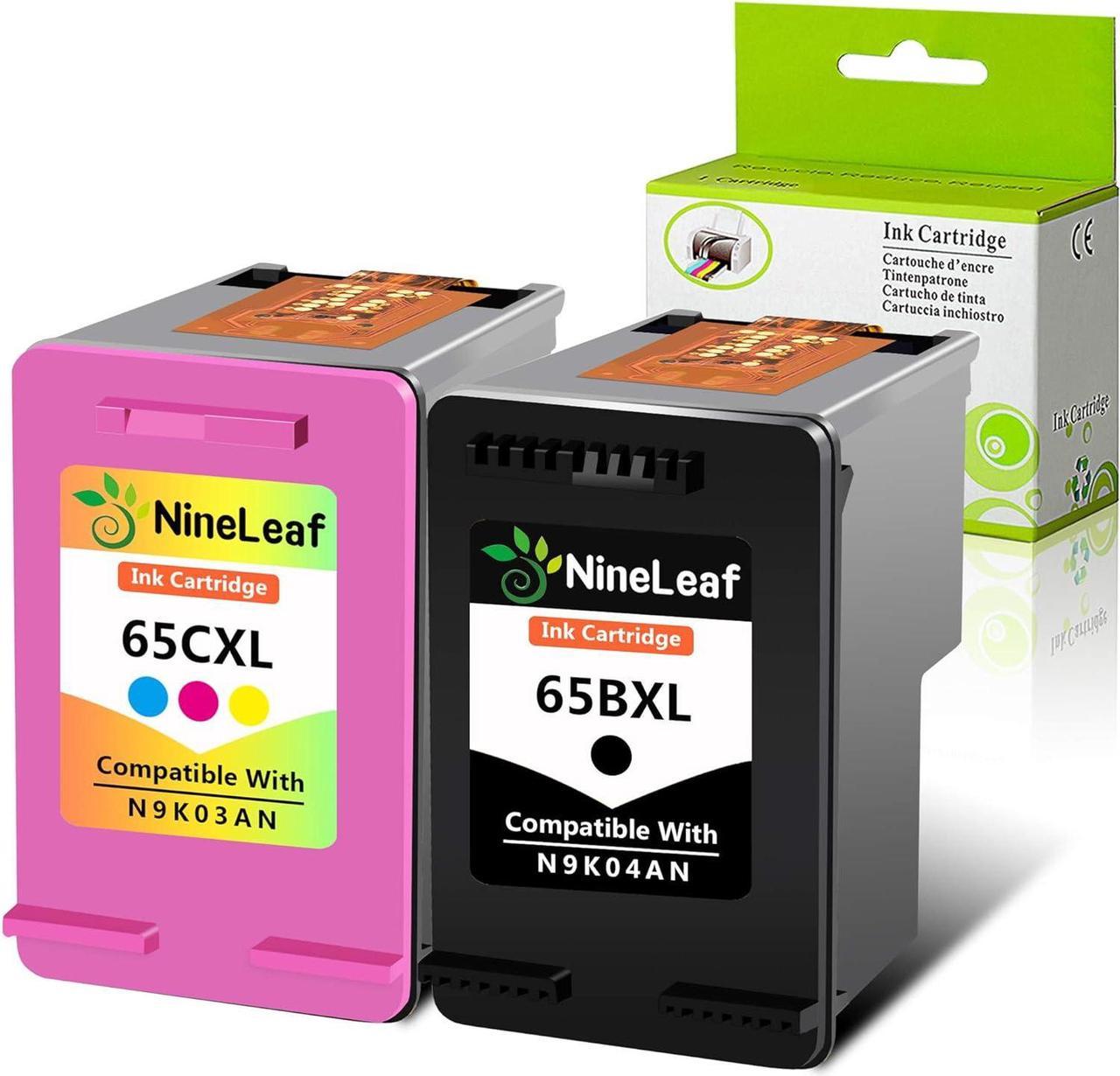 NineLeaf Remanufactured Ink Cartridge Compatible  65XL 65 XL N9K04AN DeskJet 3755 3720 3722 3723 3730 3732 3752 3758 All-in-one Printer (1 Black 1 Tri-Color,2 Pack)