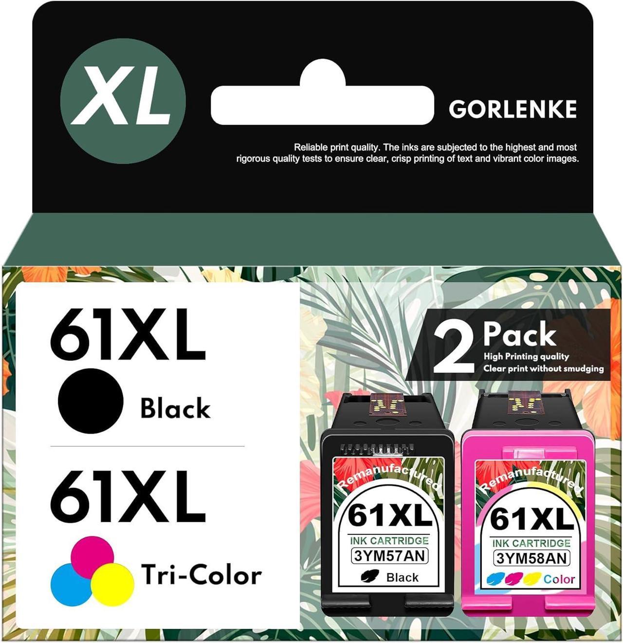 High Yield 61 61XL Ink Cartridge Remanufactured Replacement  61 XL Combo Pack Envy 4500 5530 4502 Deskjet 1512 2510 2540 Officejet 4630 Printer (1 Black & 1 Tri-Color, 2 Pack)