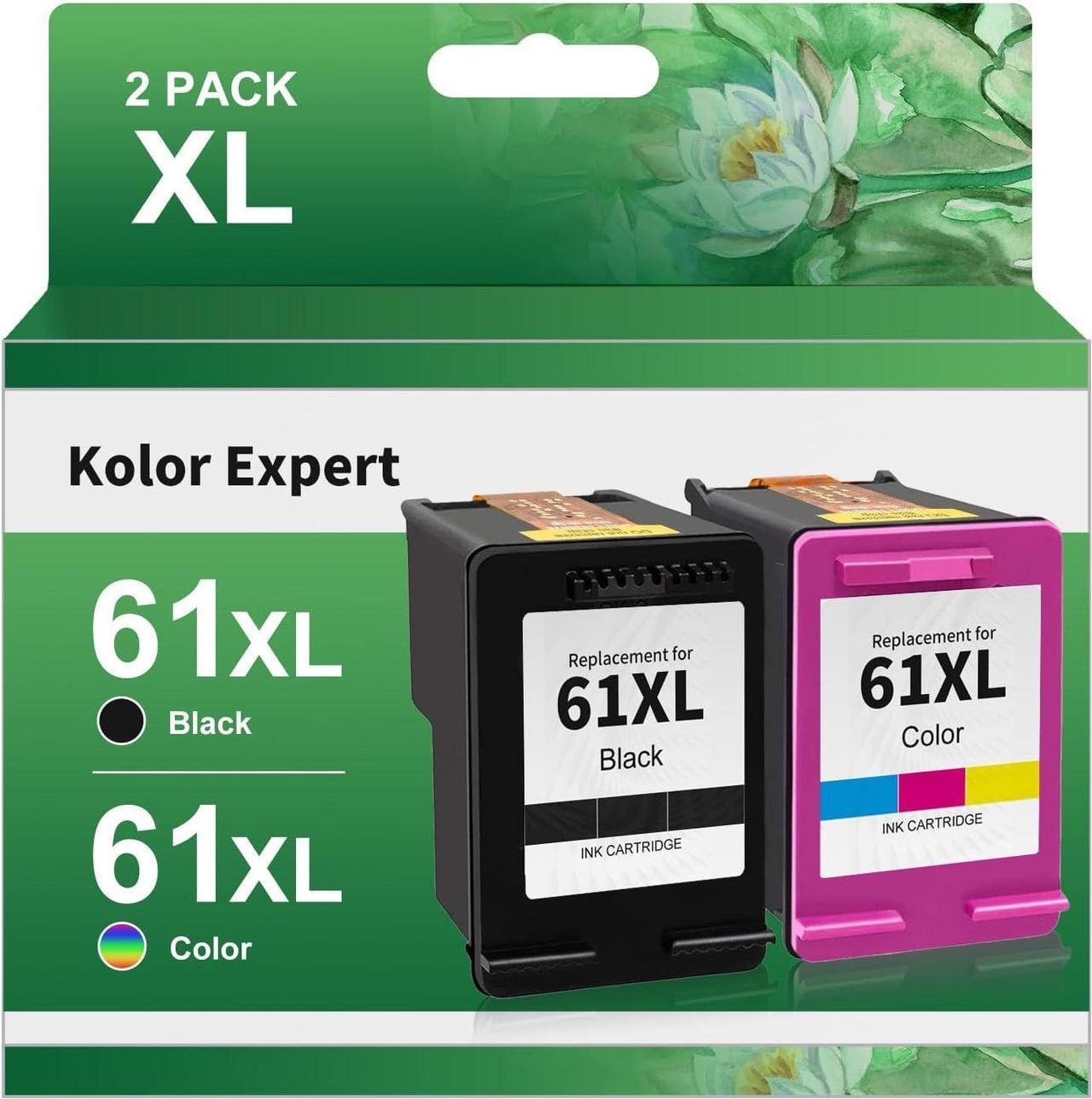 Kolor Expert Remanufactured Ink Cartridge Replacement  61 61XL for Envy 4500 5530 4502 5535 5534 OfficeJet 4630 4635 DeskJet 1000 1010 1510 Printer (Black Tri-Color)