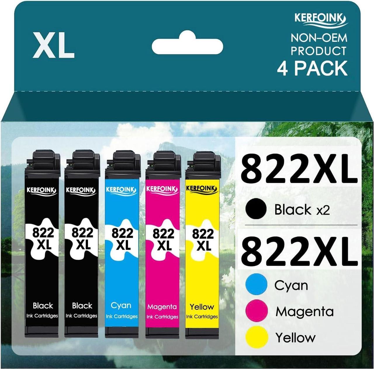 822XL Ink Cartridge Replacement for Epson 822 Ink Cartridges 822 XL T822XL for Workforce Pro WF-3820 WF-4820 WF-4830 WF-4833 Printer (2 Black 1 Cyan 1 Magenta 1 Yellow, 5 Pack)