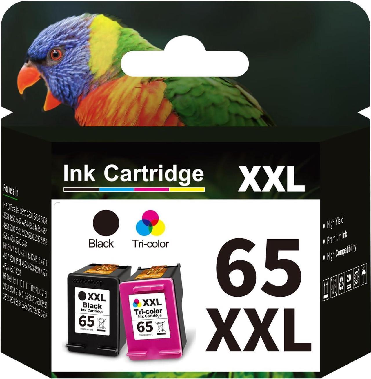 Aqepbzt Remanufactured Black/Tri-Color Ink Cartridge Replacement  Ink 65 65XL Ink Cartridges Black and Color  AMP 120 100 125 130 Deskjet 3755 2652 3752 2624 Printer