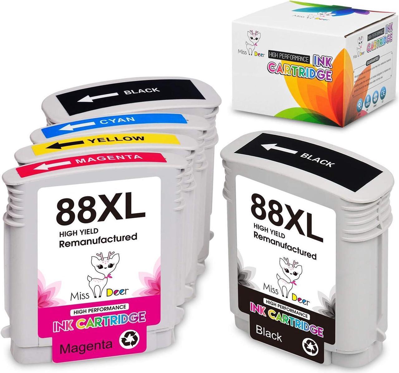 Miss Deer 88XL High Yield Compatible Ink Cartridge Replacement  88 XL 88XL Work with Officejet Pro K5400 K550 K8600 L7480 L7550 L7580 L7590 L7650 L7680 L7750 L7780(2BK, 1C, 1M, 1Y) 5 Pack