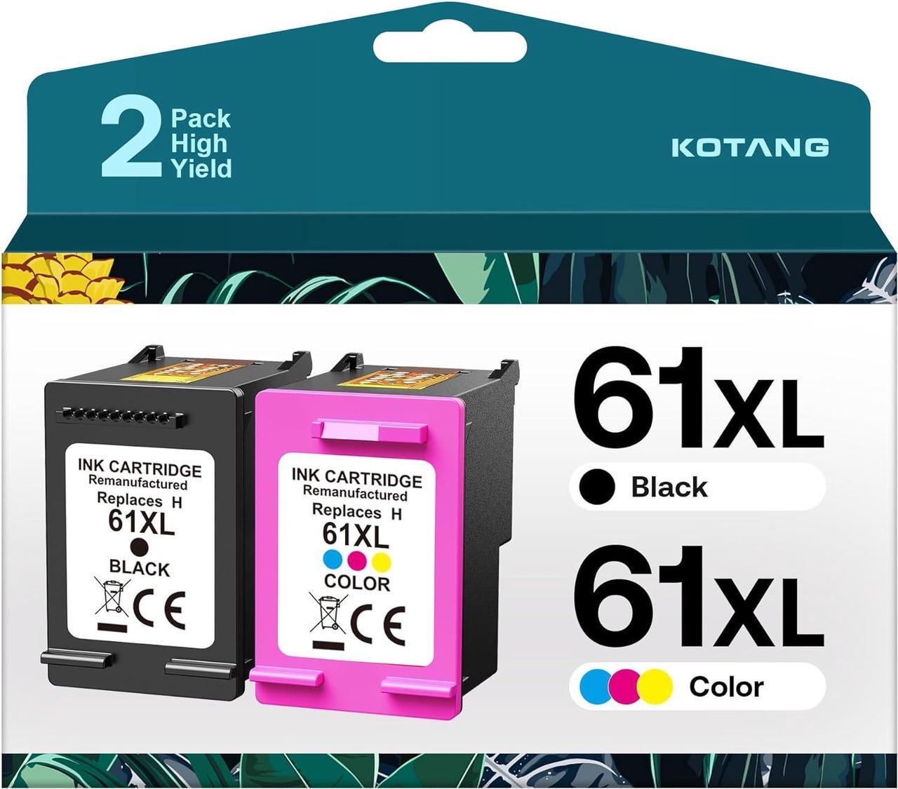 61XL Ink Cartridges Combo Pack Compatible  Ink 61 XL High Yield Work with HP Envy 4500 5530 4502 5535 5534 Officejet 4630 4635 Deskjet 1000 1010 1510 Printer Remanufactured (Black, Tri-Color)