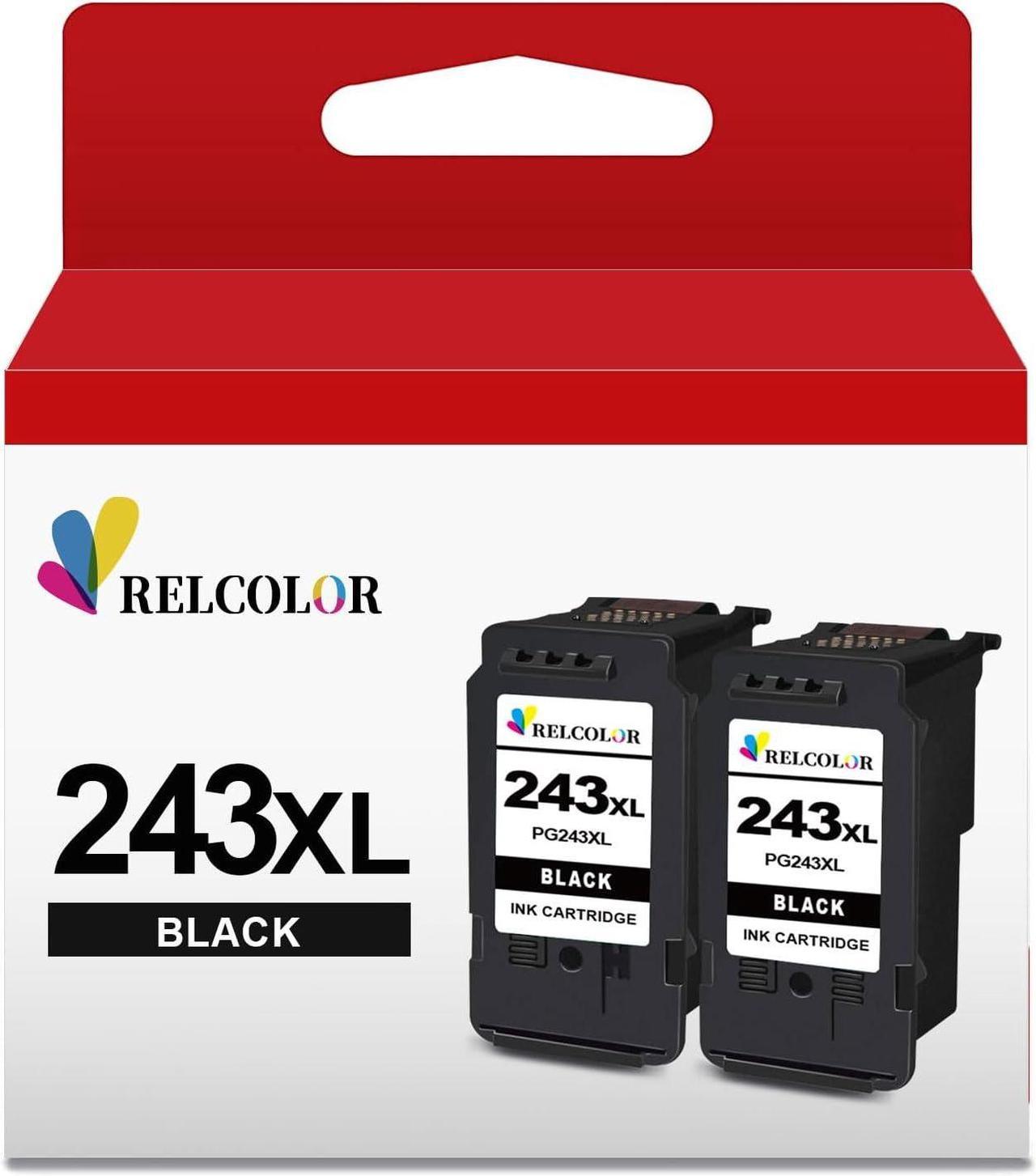 Relcolor 243XL Ink Cartridge for Canon Ink 243 PG243 CL 245XL Black Pack for Canon Pixma MX490 MX492 MG2522 MG2922 TR4520 TR4522 TS3322 TS3122 Ts202 Printer