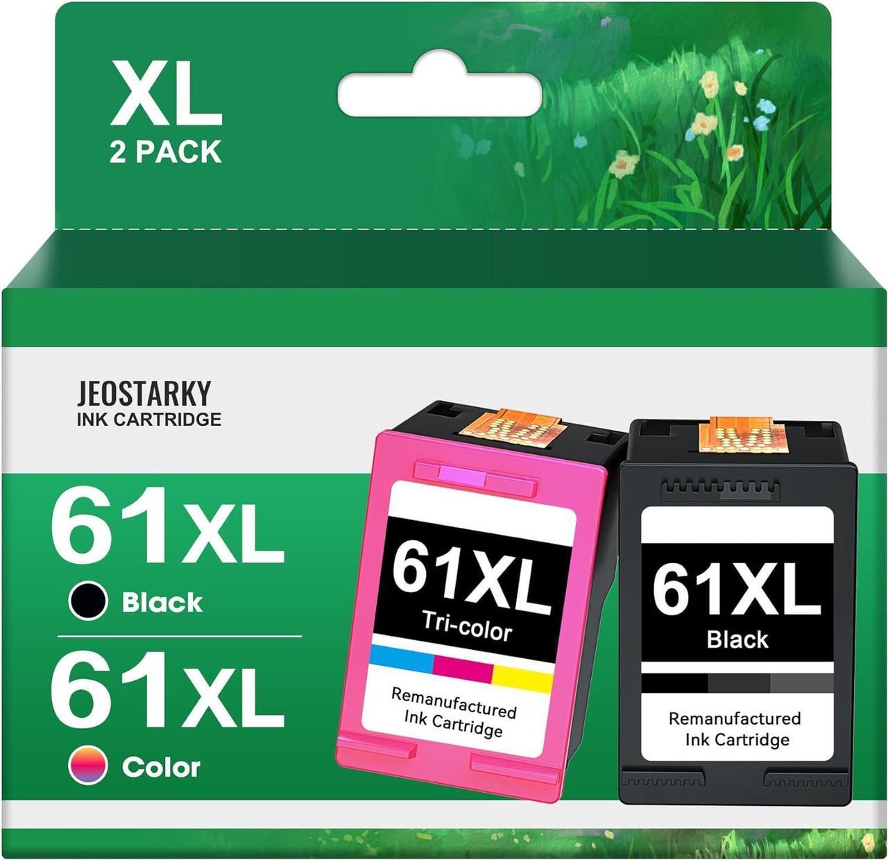 Jeostarky Compatible for 61XL Ink Cartridge Combo Pack Replacement  Ink 61 XL to Use with Envy 4500 5530 Deskjet 1000 1010 2540 2541 Officejet 4630 4635 Series Printer(2Pack Ink 61XL Combo Pack)