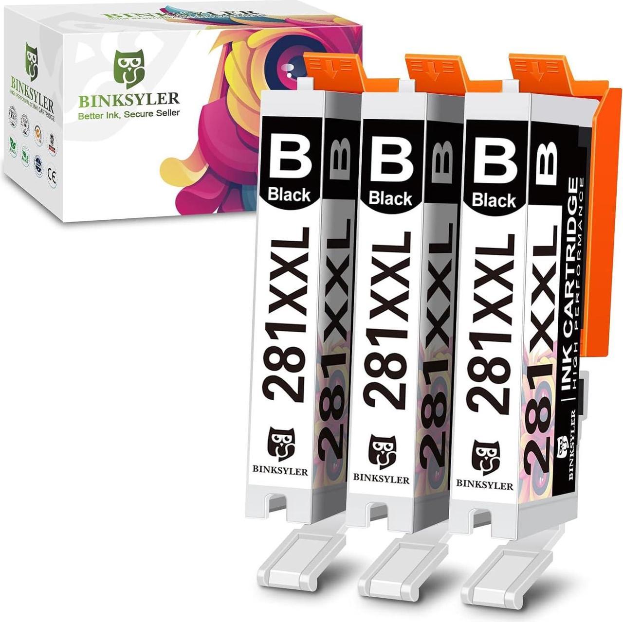 BINKSYLER 281XXL Black Ink Cartridge Replacement for Canon CLI-281XXL 281 XXL Ink Cartridge,Compatible with PIXMA TR7520 TR8520 TS6120 TS6220 TS6320 TS8120 TS9120 TS9521C TS702 (3 Black)