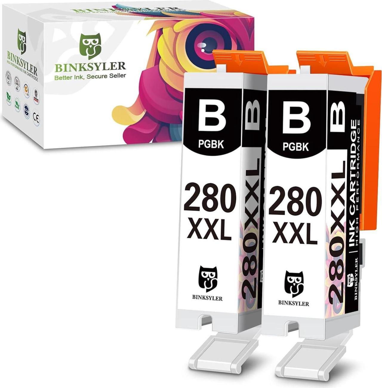 BINKSYLER 280XXL Black Ink Cartridge Replacement for Canon PGI-280XXL 280 XXL Ink Cartridge,Compatible with PIXMA TR7520 TR8520 TS6120 TS6220 TS6320 TS8120 TS9120 TS9521C TS702 (2 PGBK)