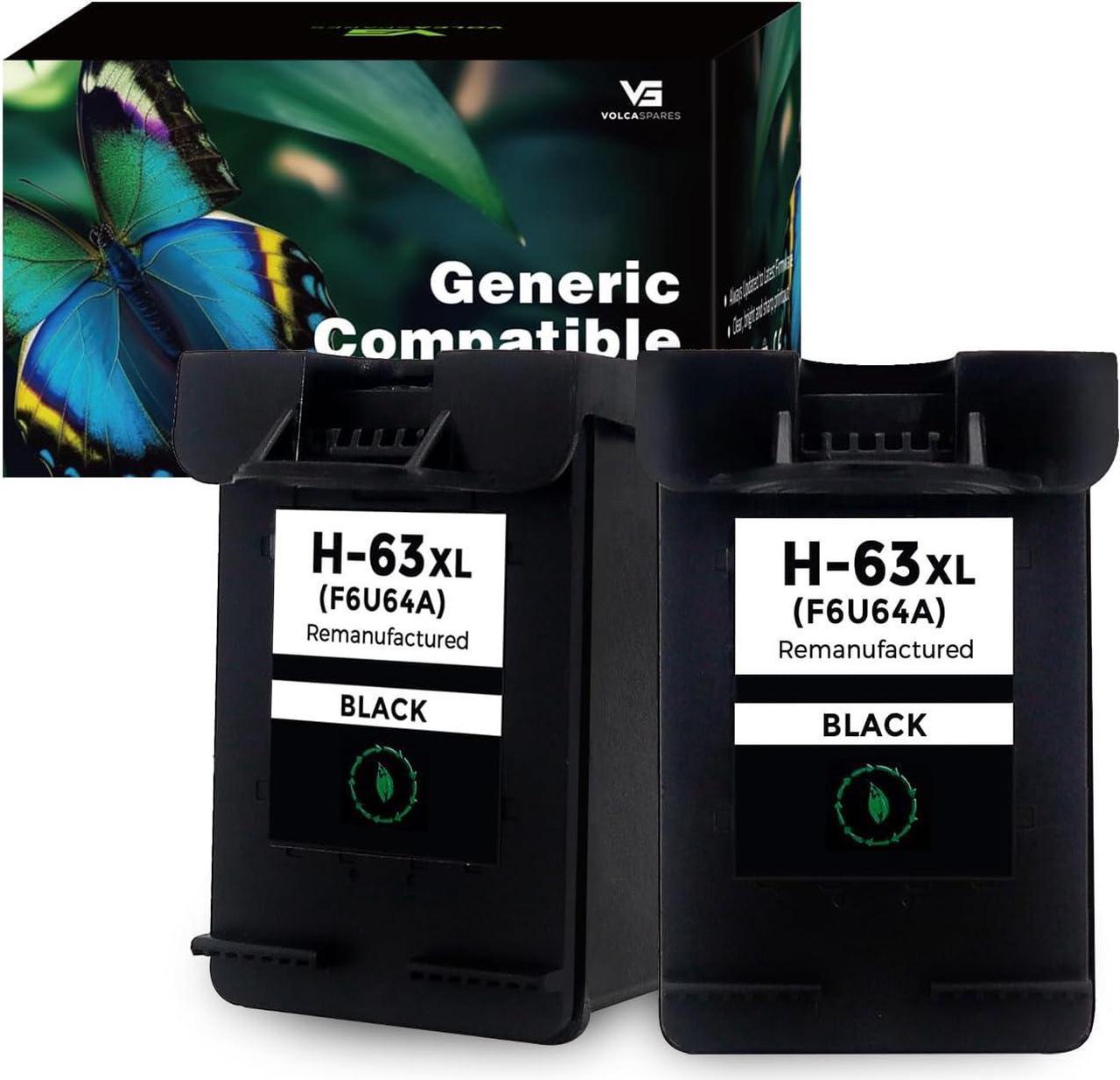 Generic Ink Cartridge Replacement  63 XL Compatible with DeskJet 1112, 2130, 3600, 3630 Series, Envy 4510, 4520 Series and OfficeJet 3830, 4650, 5200, 5255 Series(2 Black Count Combo Pack)