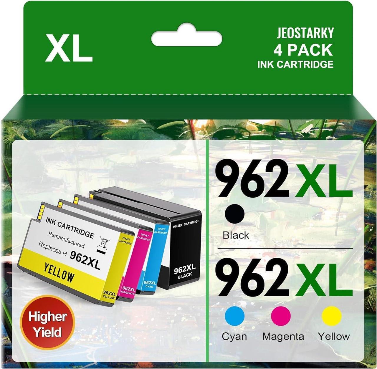 962XL Ink Cartridges Compatible  962 XL Ink Cartridges Combo Pack  9010 Ink Cartridges Work  OfficeJet Pro 9010 9015 9018 9020 9025 Printers (Black, Cyan, Magenta, Yellow)