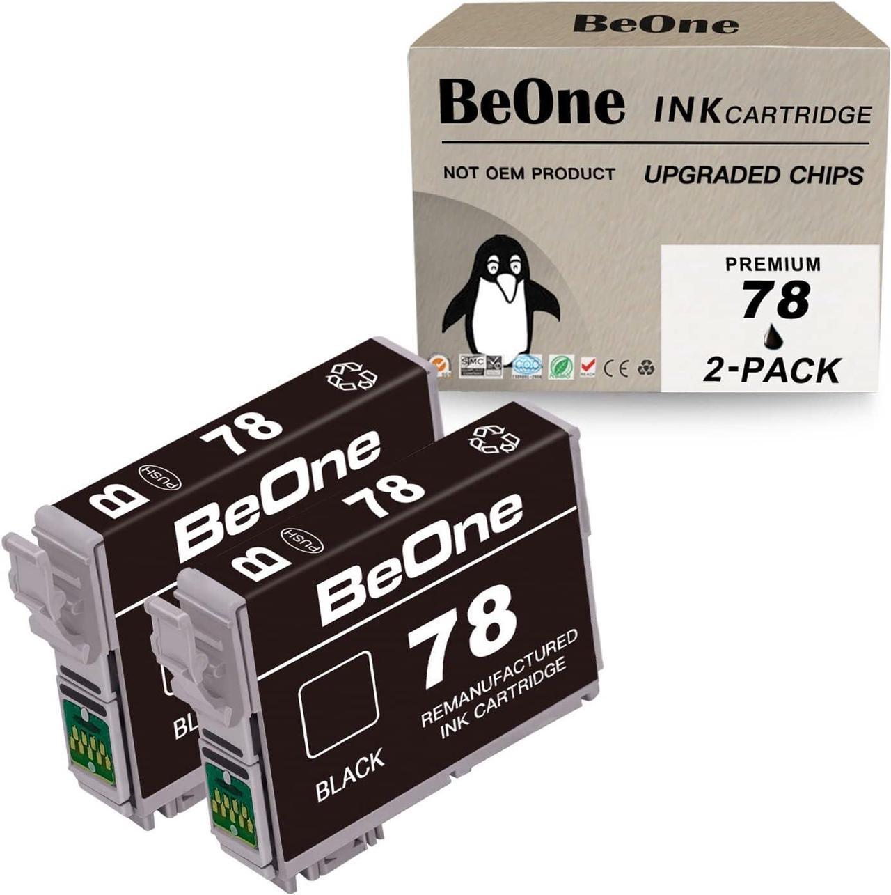 BeOne Remanufactured Ink Cartridge Replacement for Epson T078 78 T78 to use with Artisan 50 Stylus Photo R260 R280 R380 RX580 RX595 RX680 Printer (2 Black)