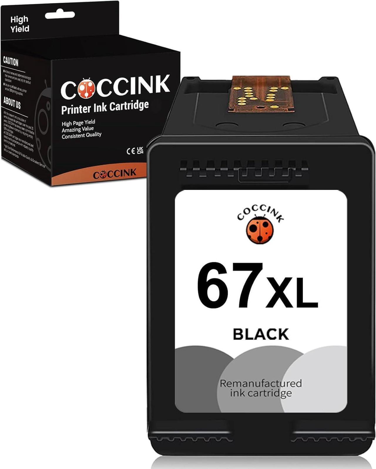 COCCINK 67XL (1 Black) Remanufactured Ink Cartridge Replacement  67 XL 3YM57AN for DeskJet 2755e 4155e 6455e 6055e 6452e Envy Pro 6458 6475 4120e 4152e 4155 2725 Printer High Yield