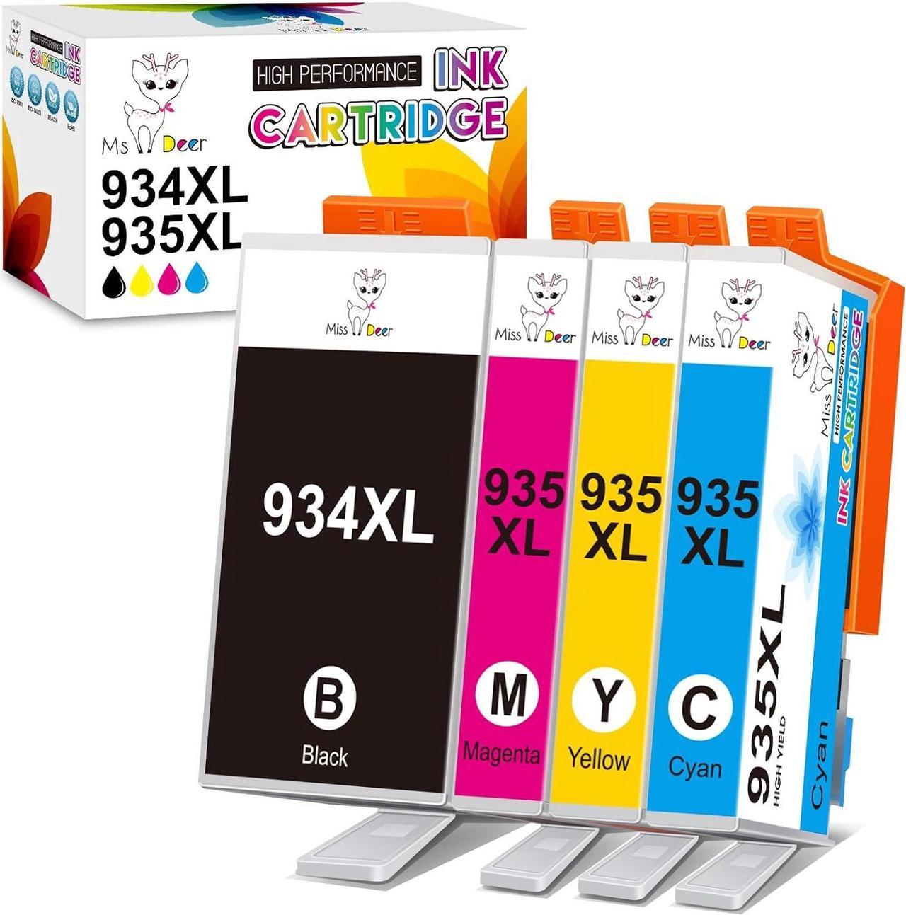 Miss Deer 934 and 935 Ink Cartridges Combo Pack Compatible  934XL 935XL Work with HP Officejet Pro 6830 6230 6835 6812 6815 6820 6220 6800,4 Pack