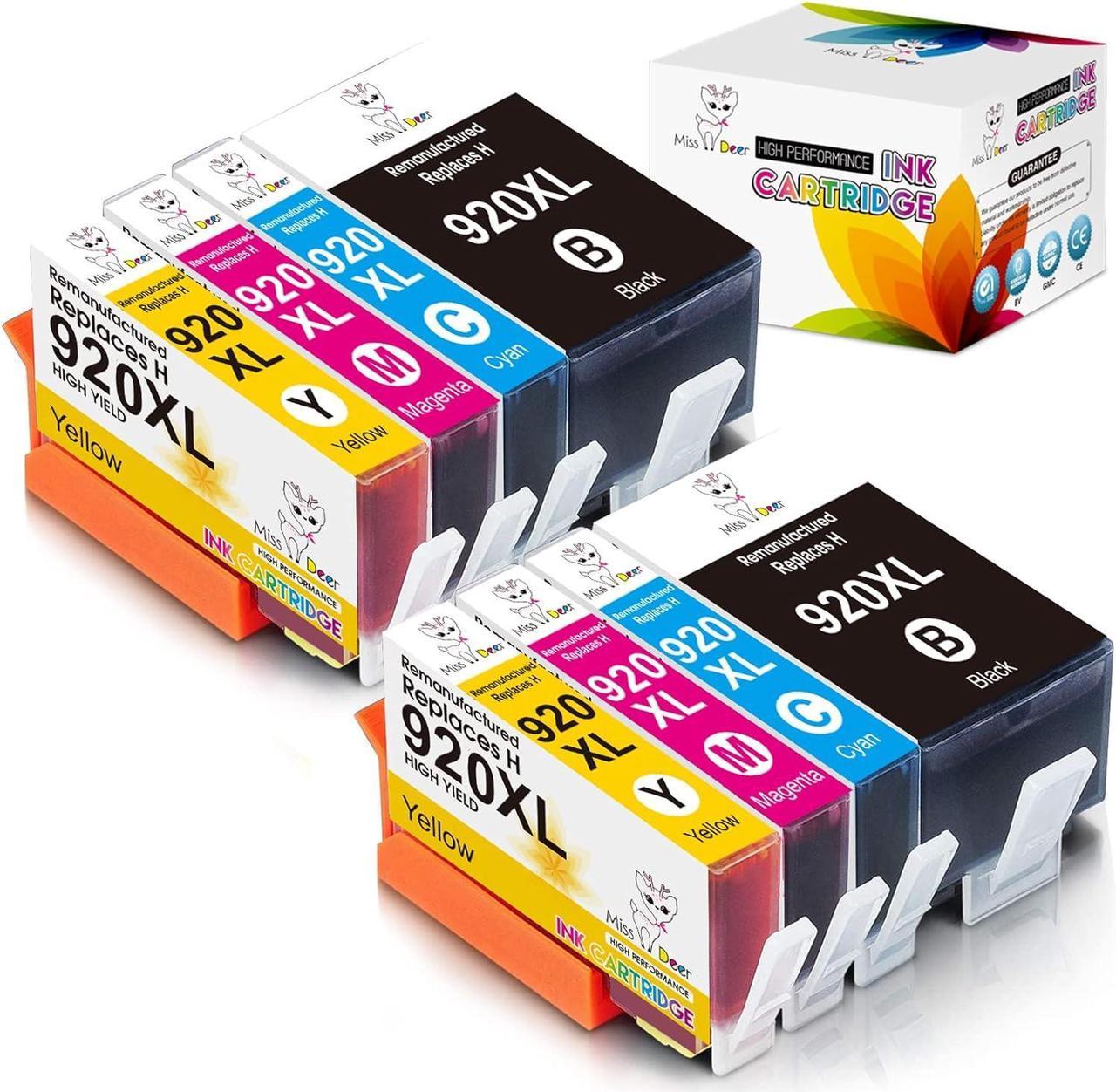 Miss Deer 920XL Compatible Ink Cartridge Replacement  920XL 920 XL 920, Work  Officejet 6500 6500A 6000 7000 7500 7500A E709 Printer,8 Packs