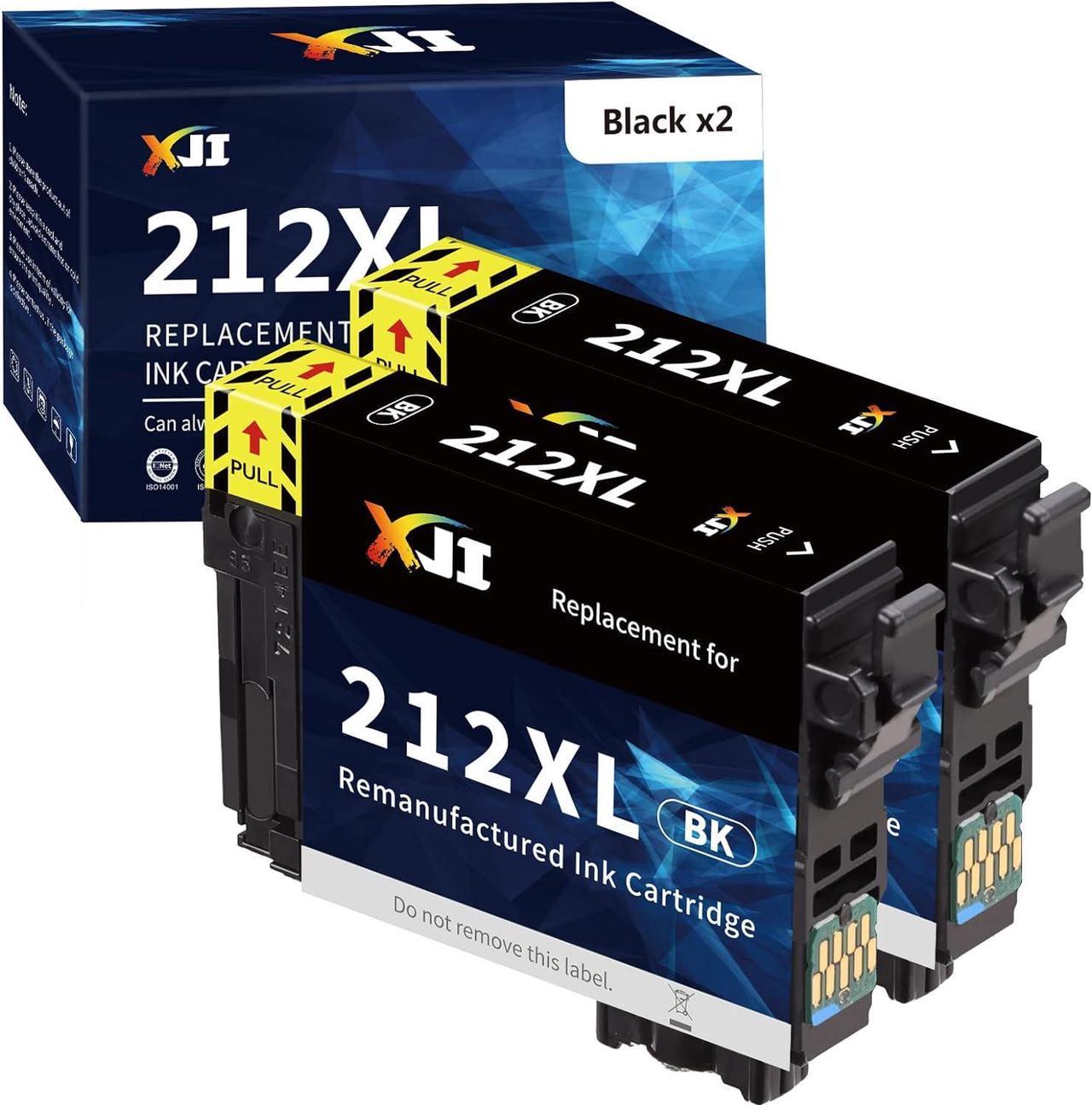 XJI 212XL Remanufactured Ink Cartridges Replacement for Epson 212 XL T212XL T212XL120-S T212 T212120, for Workforce WF-2830 WF-2850 Expression Home XP-4100 XP-4105 Printer (Black, 2 Pack)