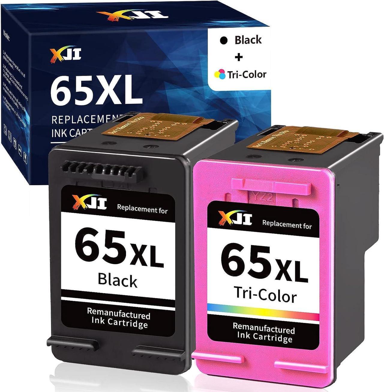 XJI 65XL Remanufactured Ink Cartridges Replacement  65 XL Black and Tri-Color Combo Pack, for DeskJet 2600 2622 2652 3700 3752 3755 3772 Envy 5000 5014 5052 5055 All in One Wireless Printer