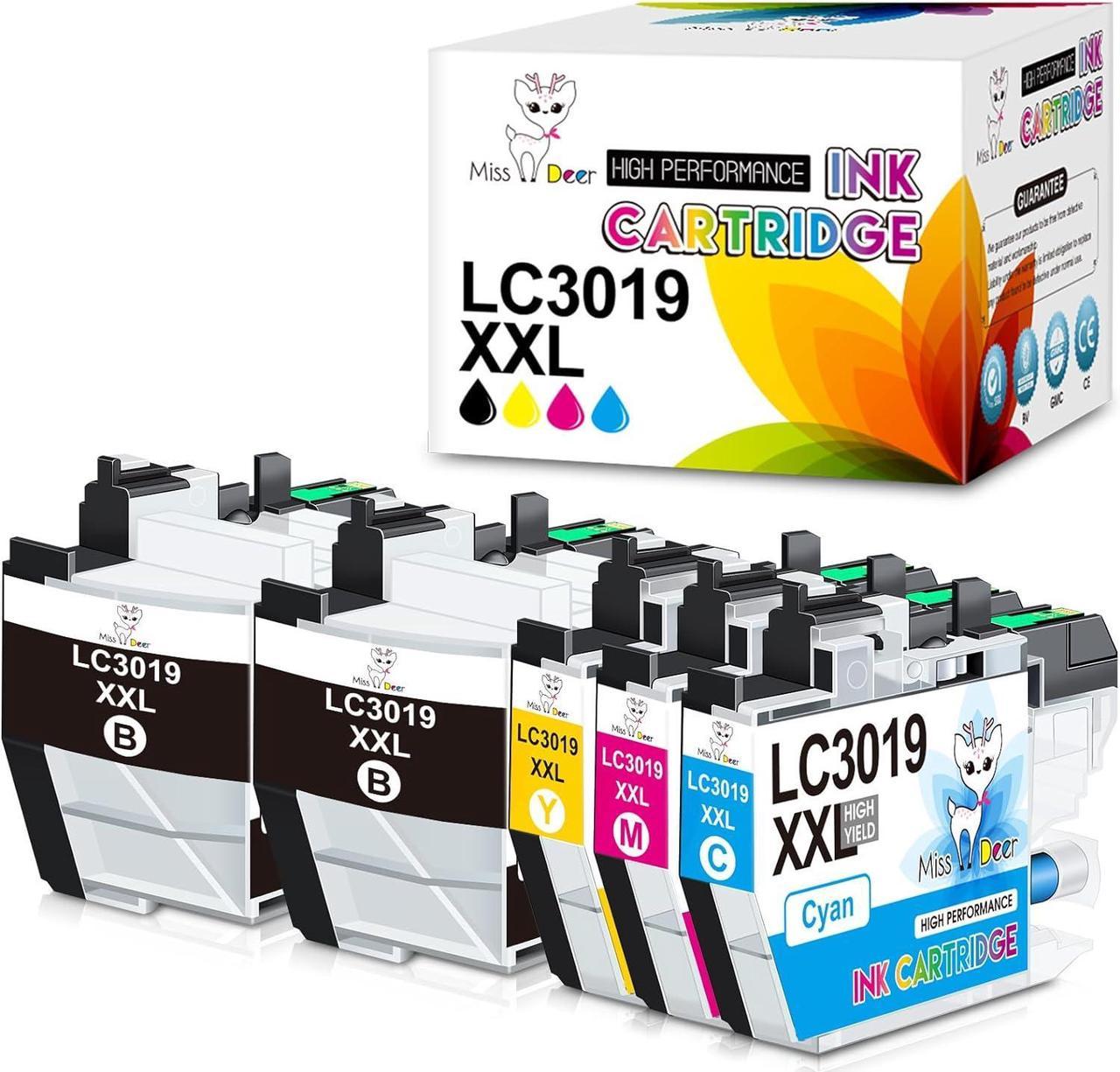 Miss Deer LC3019 Super High Yield Compatible Ink Cartridge Replacement for Brother LC3019XXL Ink Cartridges ( 2 Black, 1 Cyan, 1 Magenta, 1Yellow)