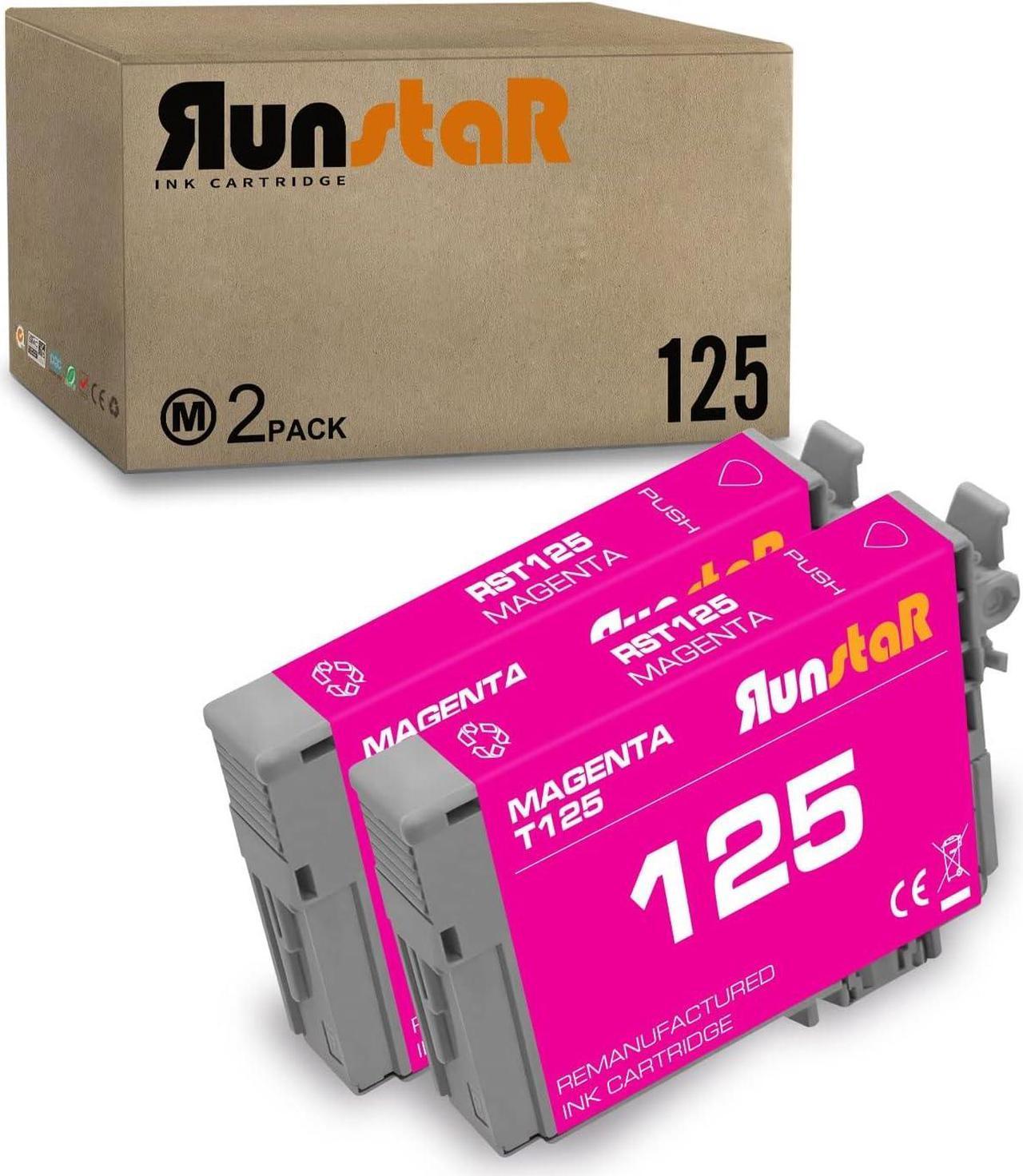 Run Star 2 Pack 125 Magenta Remanufactured Ink Cartridge Replacement for Epson 125 T125 use for Epson Stylus NX125 NX127 NX130 NX230 NX420 NX530 NX625 Workforce 320 323 325 520 Printer (2 Magenta)