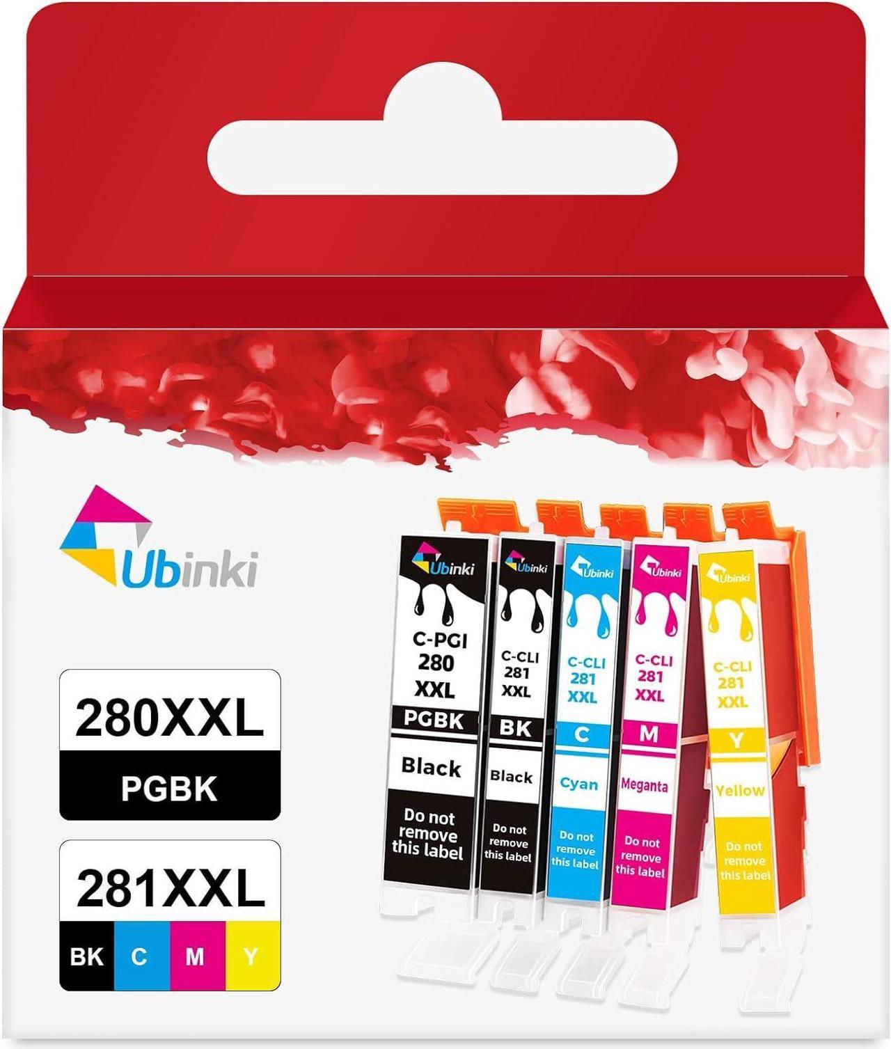 Ubinki 280 and 281 XXL Combo Ink Cartridges Replacement for Canon 280 281 PGI-280XXL CLI-281XXL for PIXMA TR8520 TR8620 TS8220 TR8600 TR7520 TS8300 TR8500 TS9120 TS9520 TS6120 Printer(5 Pack)