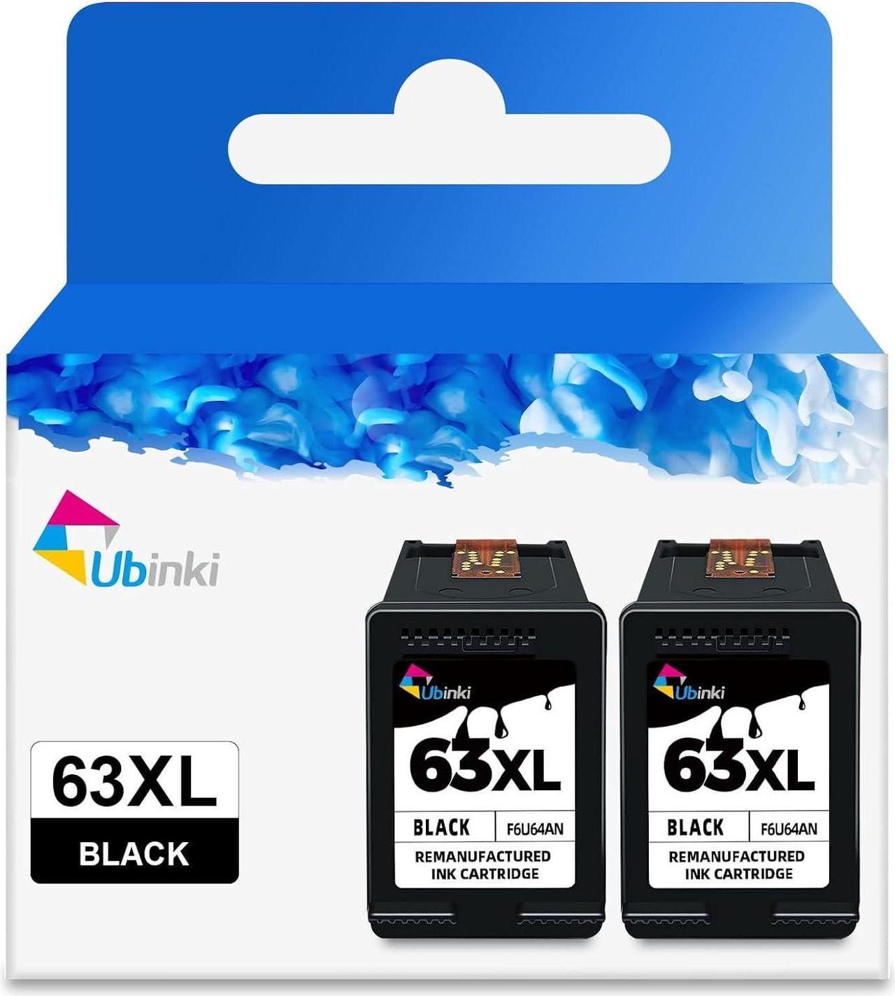 63XL Black Ink Cartridge Replacement  Ink 63 Black XL HP63 HP63xl for OfficeJet 3830 4650 4655 5200 5255 5258 Envy 4510 4520 4512 4513 4516 DeskJet 1112 3630 3632 3634 2130 2132 Printer(2 Pack)